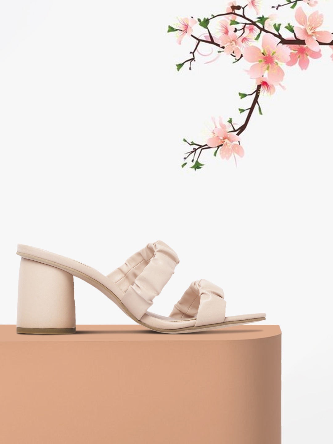 

CORSICA Women Beige Ruched Block Heels