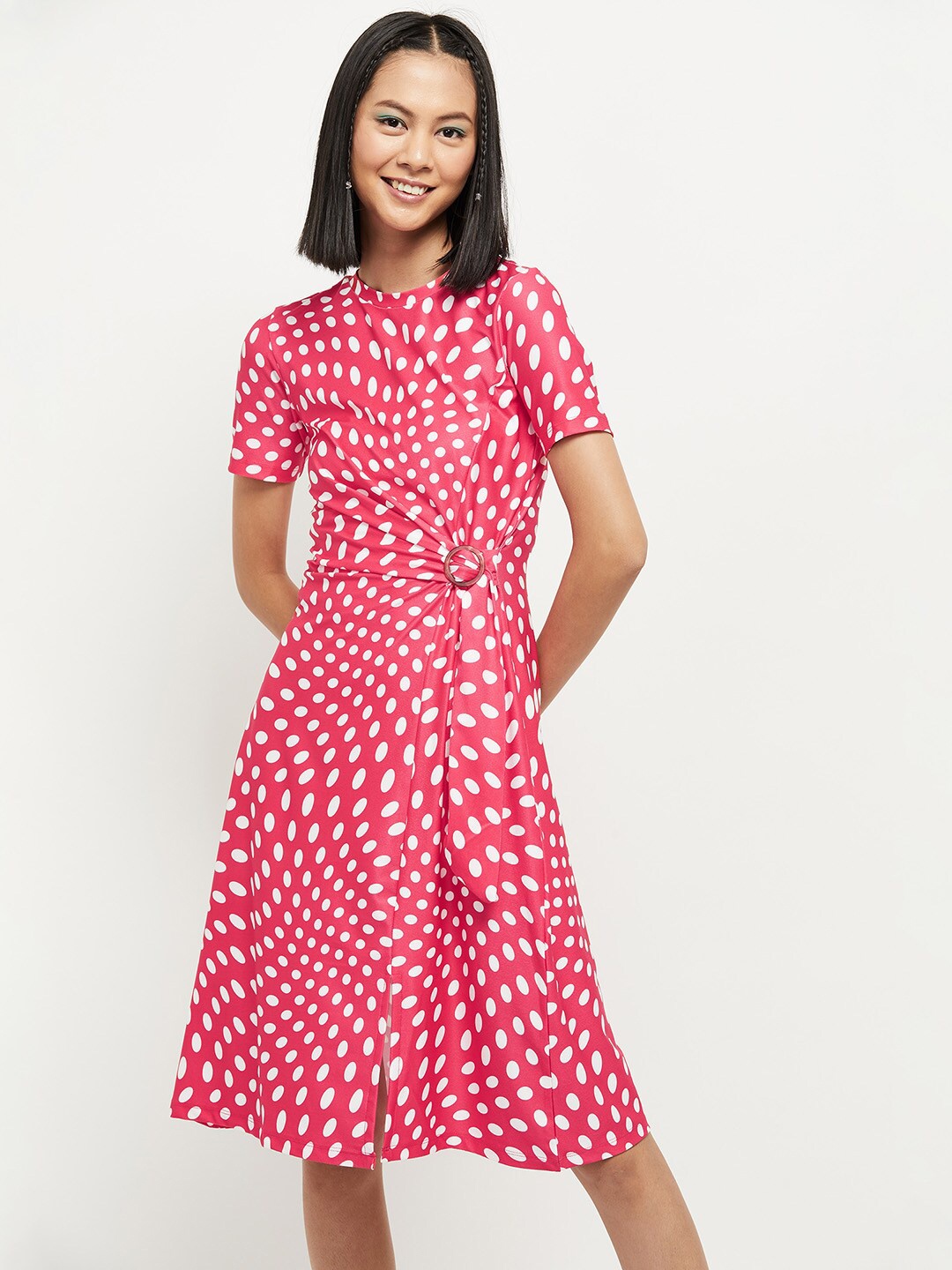 

max Pink Polka Dots Printed Dress