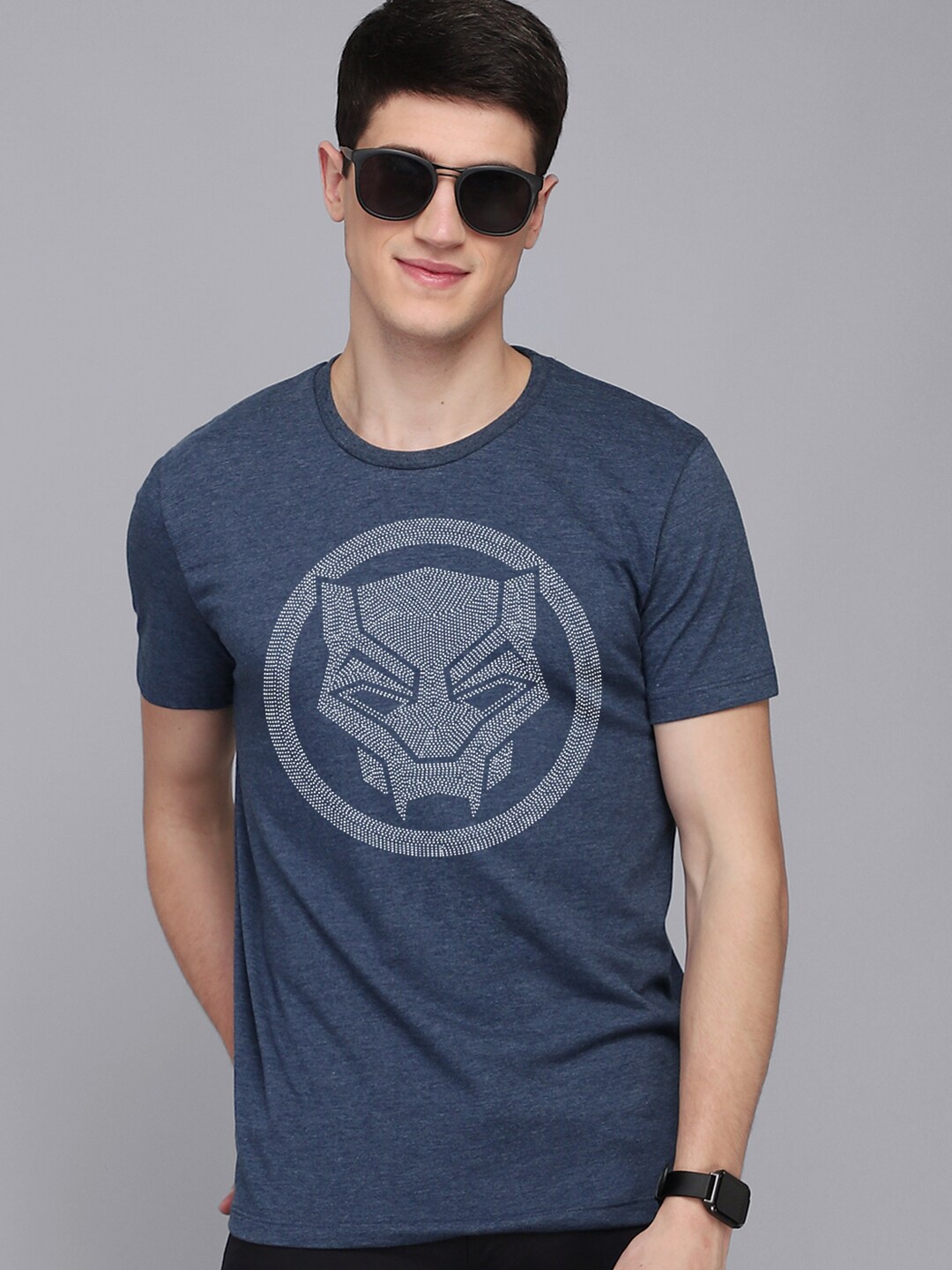 

Free Authority Men Grey Black Panther Printed T-shirt