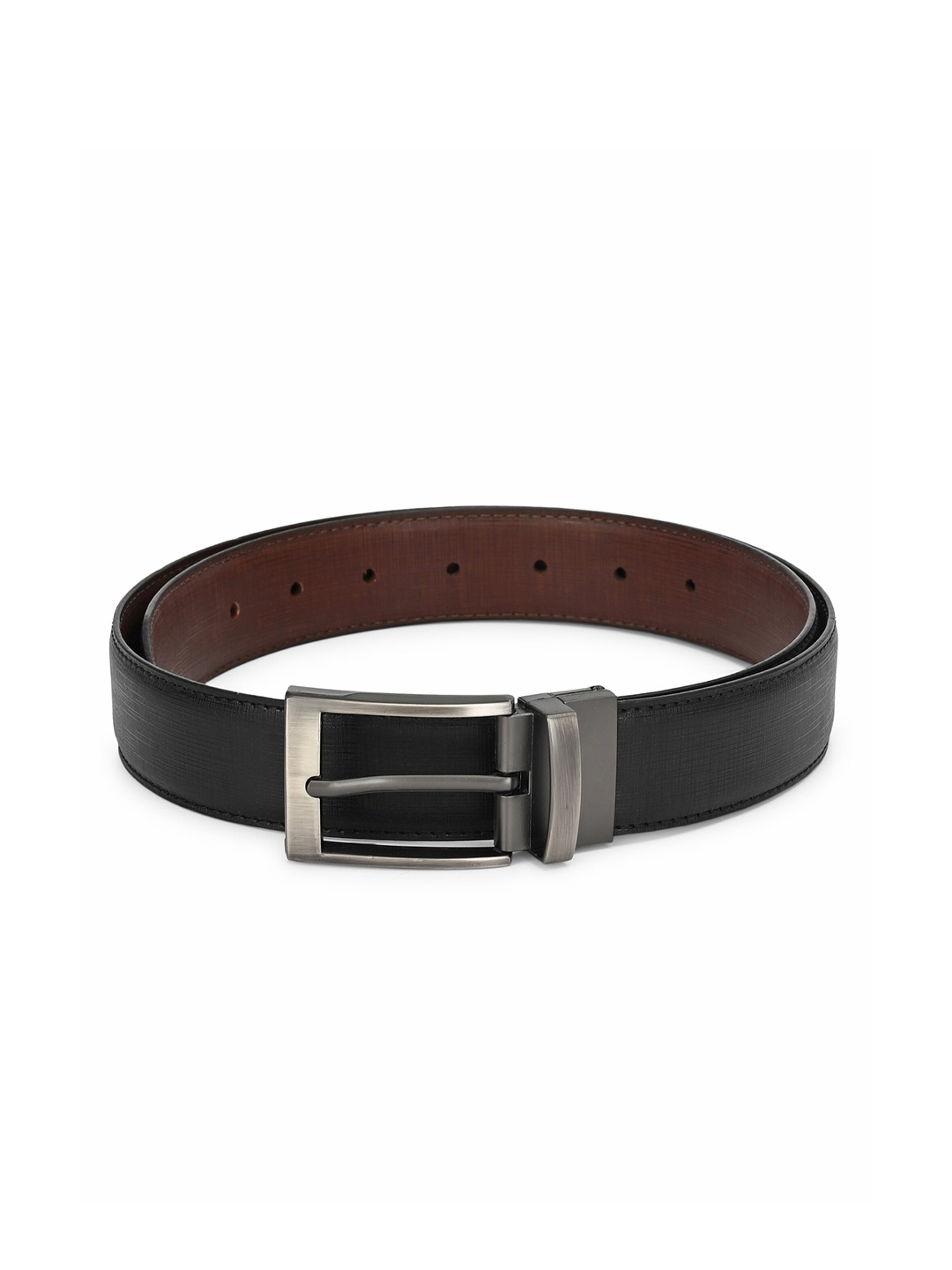 

thickskin Men Black PU Textured Belt