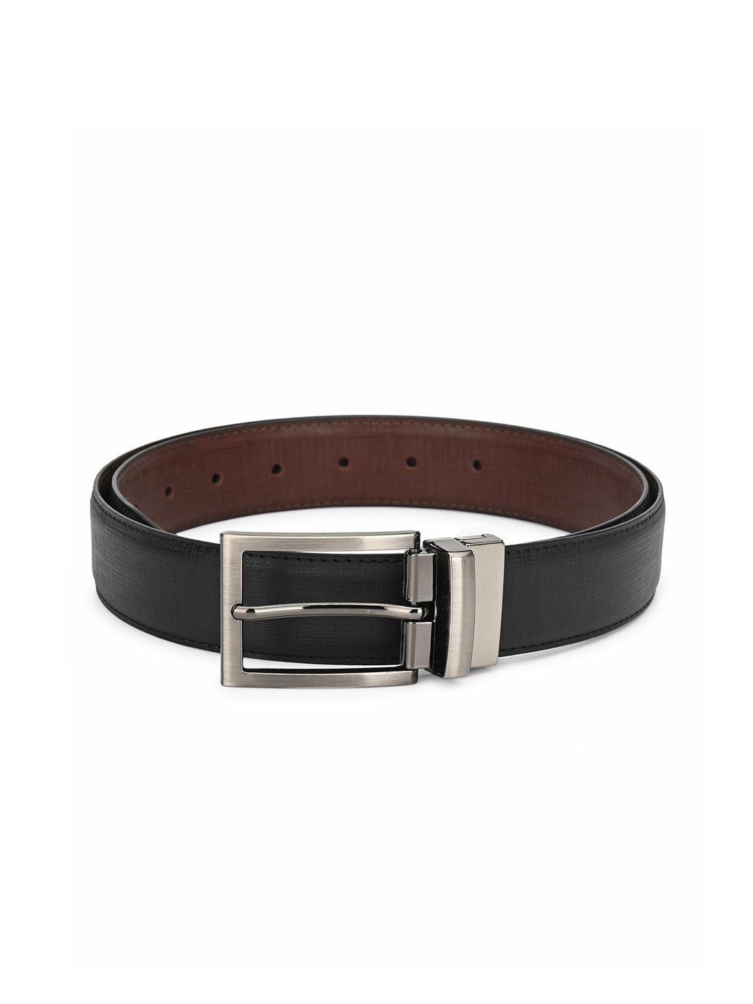 

thickskin Men Black PU Textured Reversible Belt