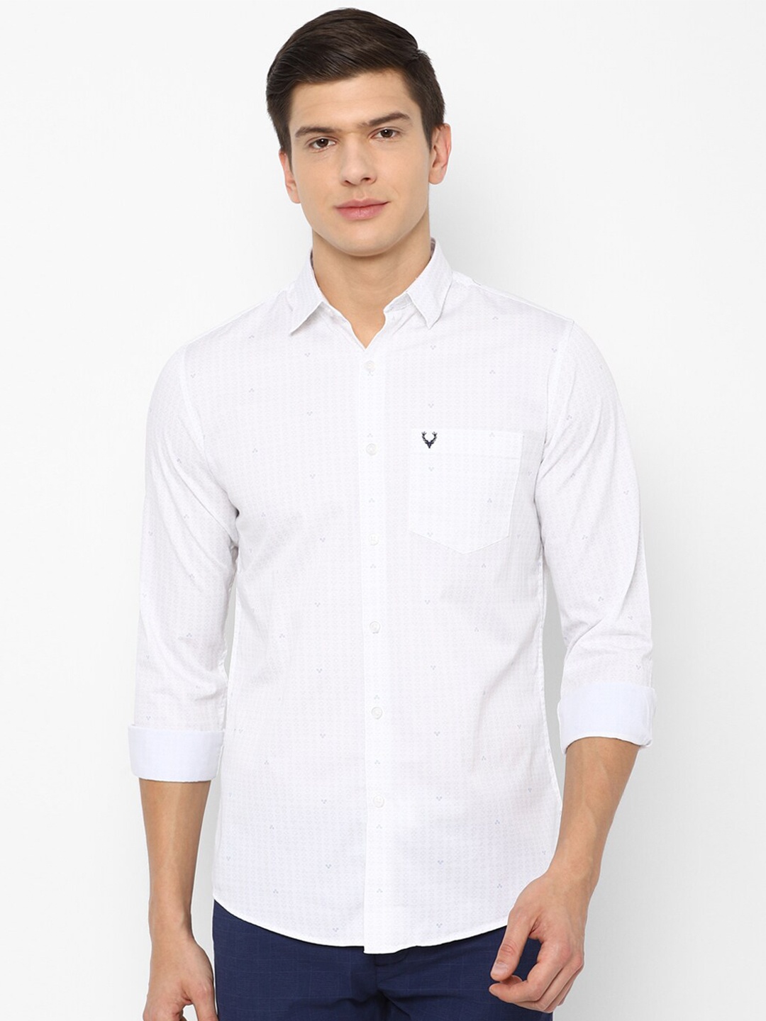 

Allen Solly Men White Slim Fit Printed Cotton Casual Shirt