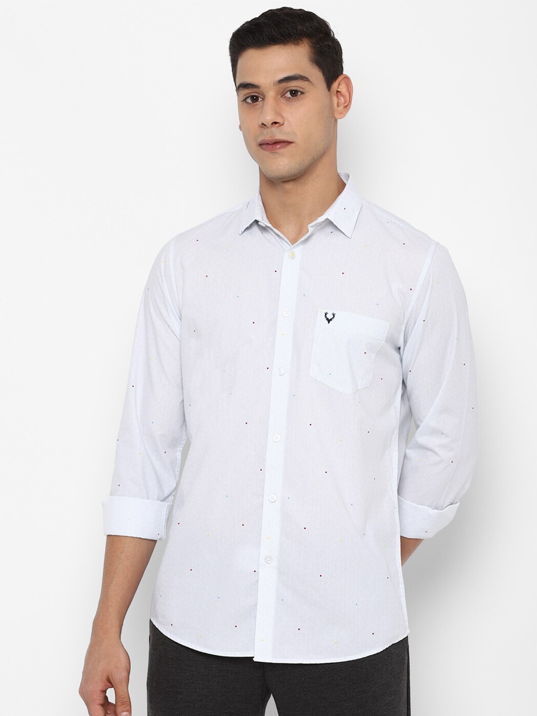 

Allen Solly Men White Slim Fit Printed Cotton Casual Shirt