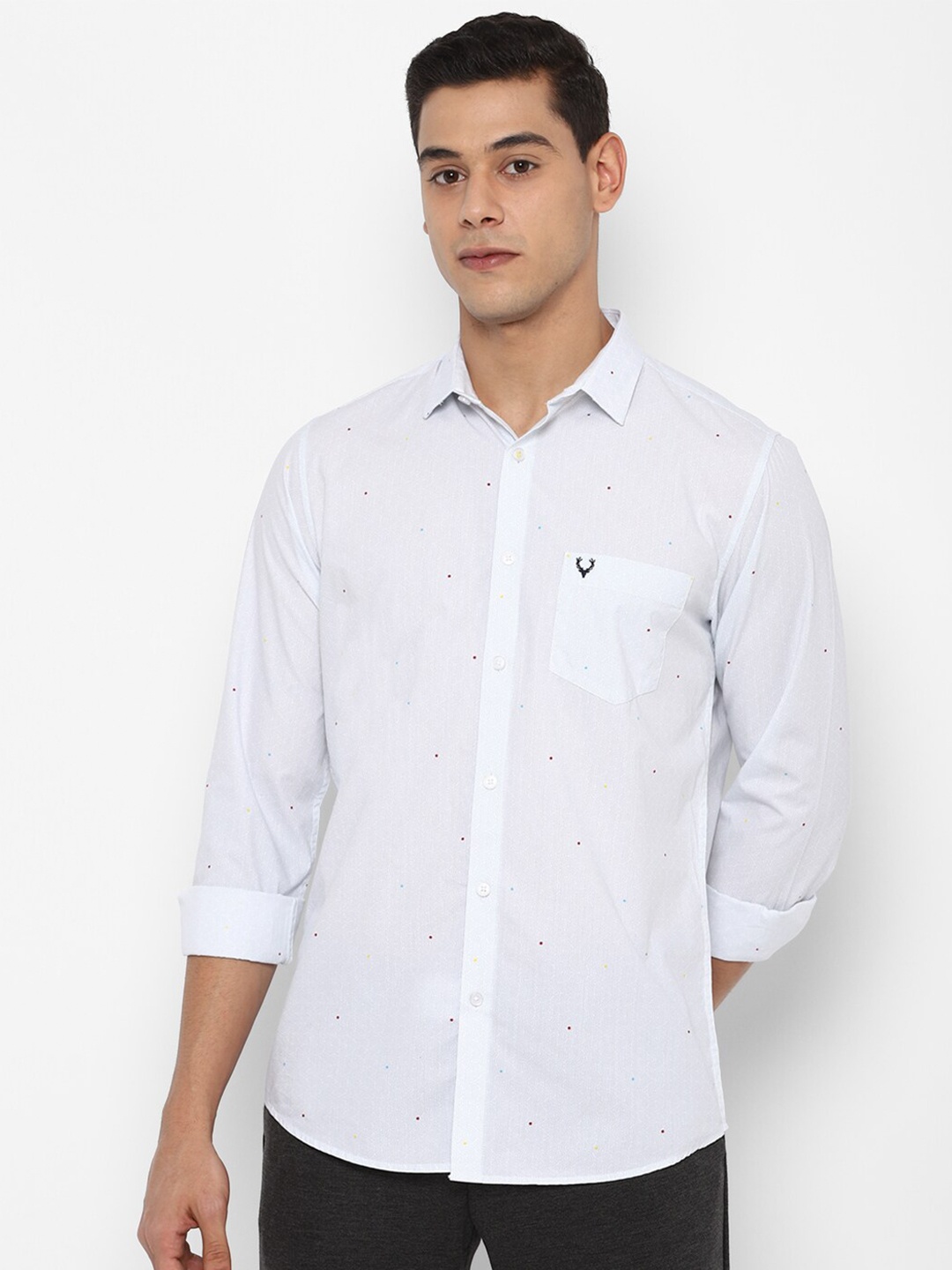 

Allen Solly Men White Slim Fit Printed Cotton Casual Shirt