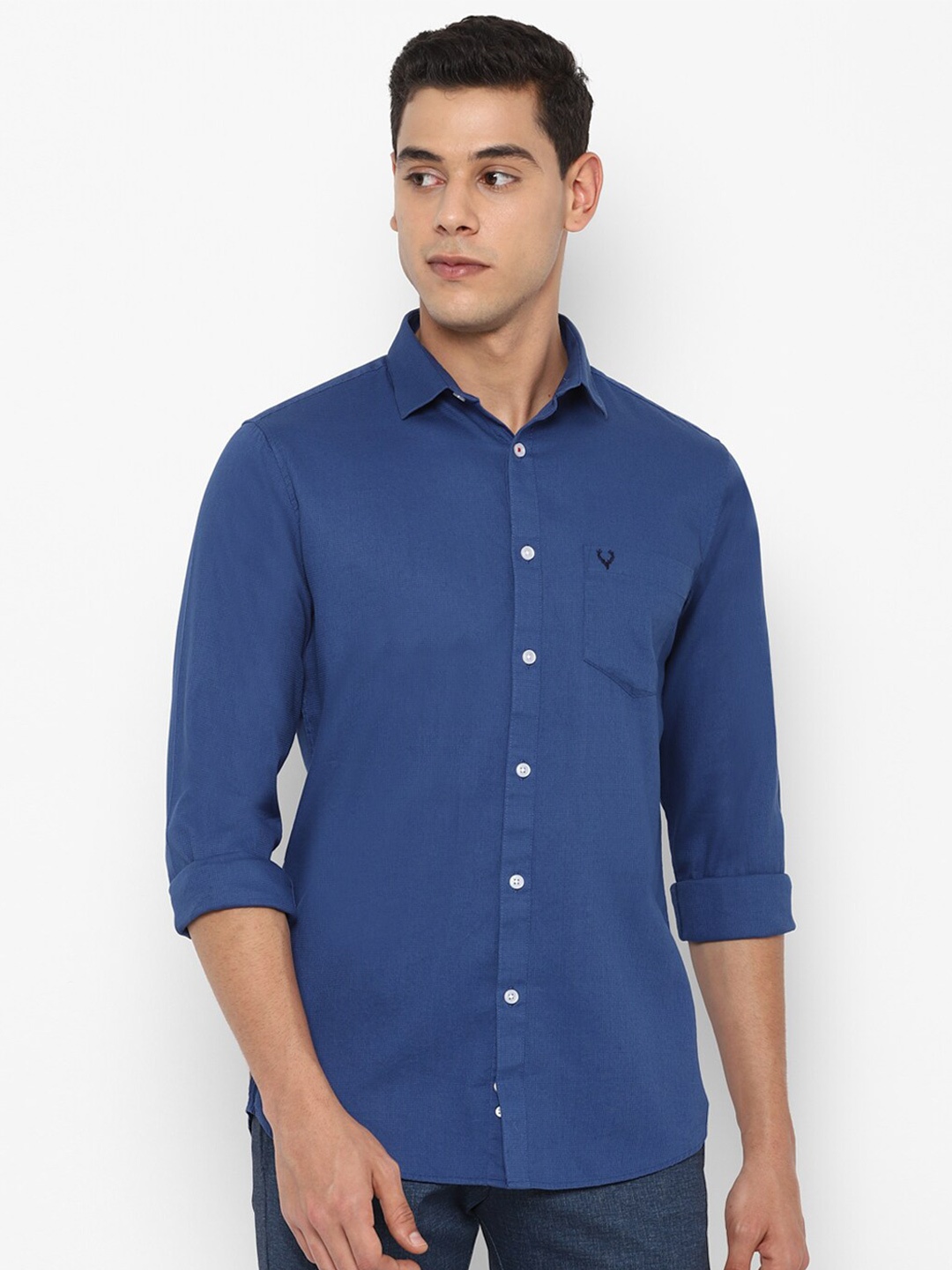 

Allen Solly Men Blue Slim Fit Cotton Casual Shirt