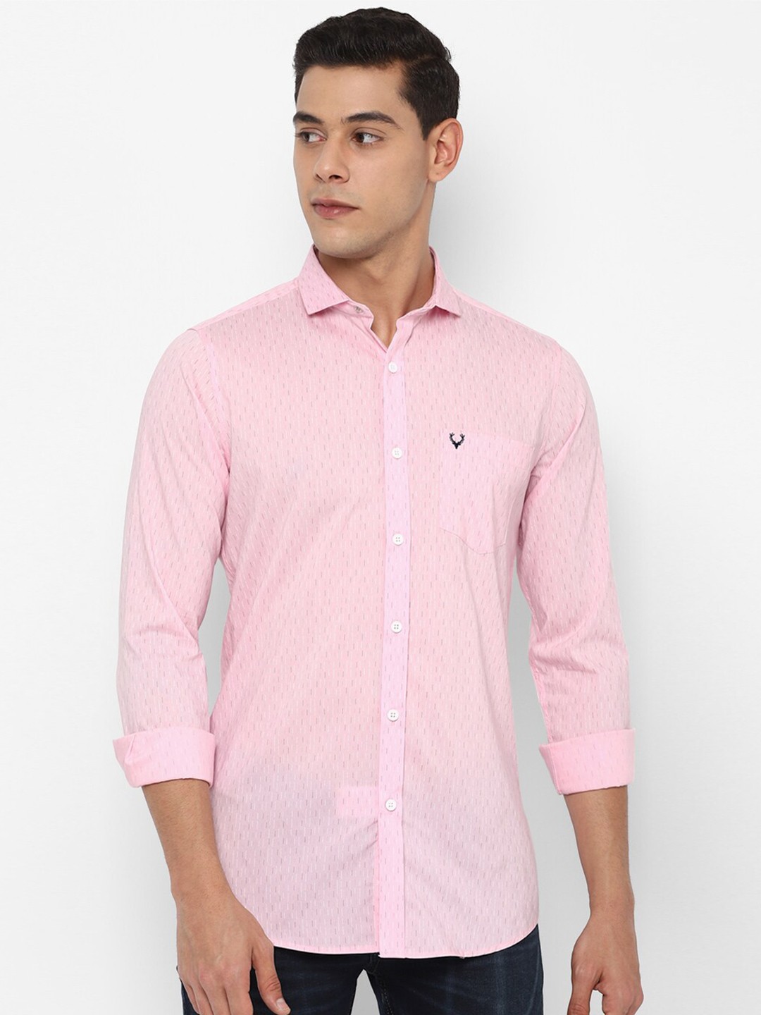 

Allen Solly Men Pink Slim Fit Printed Casual Shirt