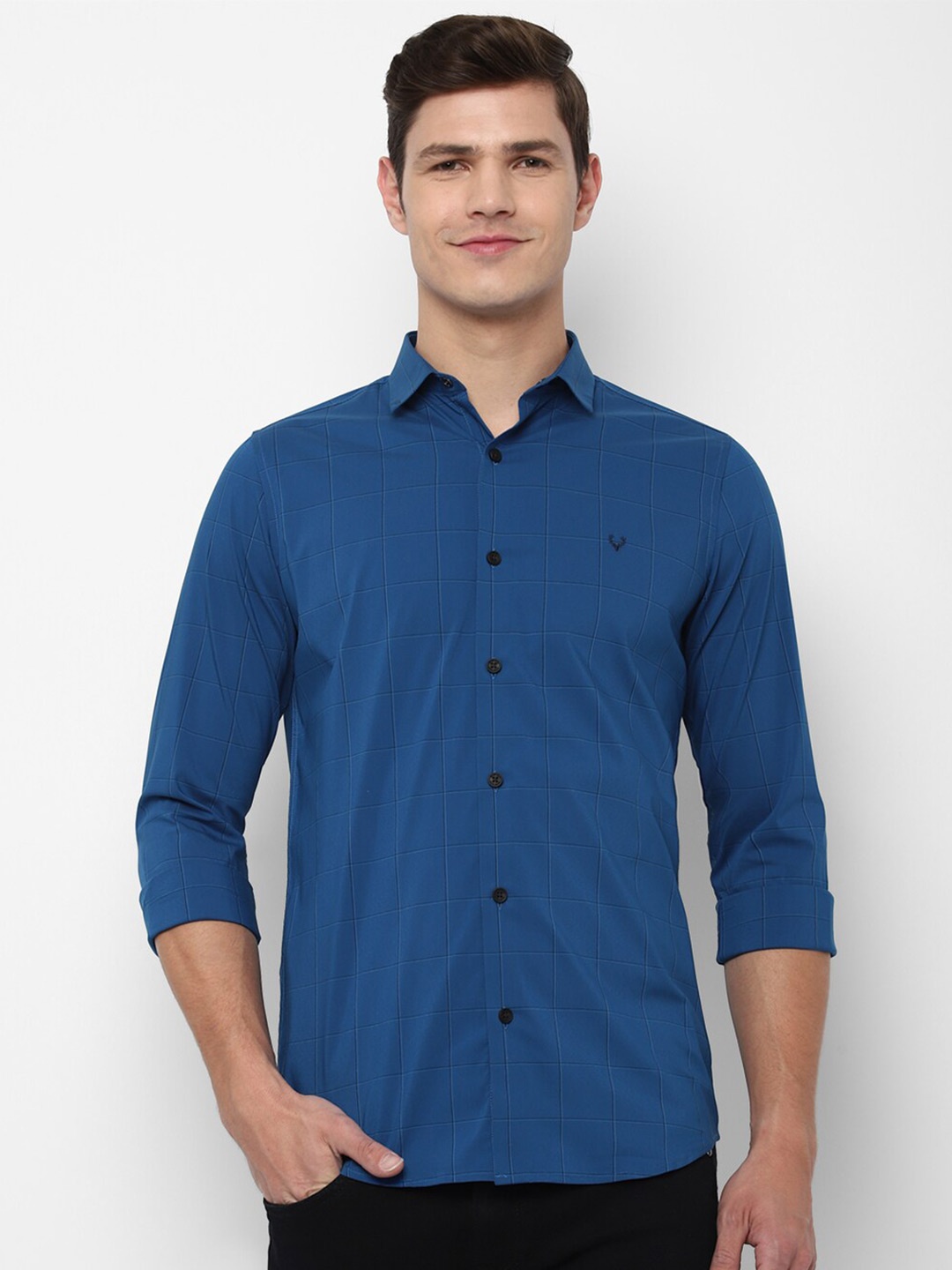 

Allen Solly Men Blue Slim Fit Checked Casual Shirt
