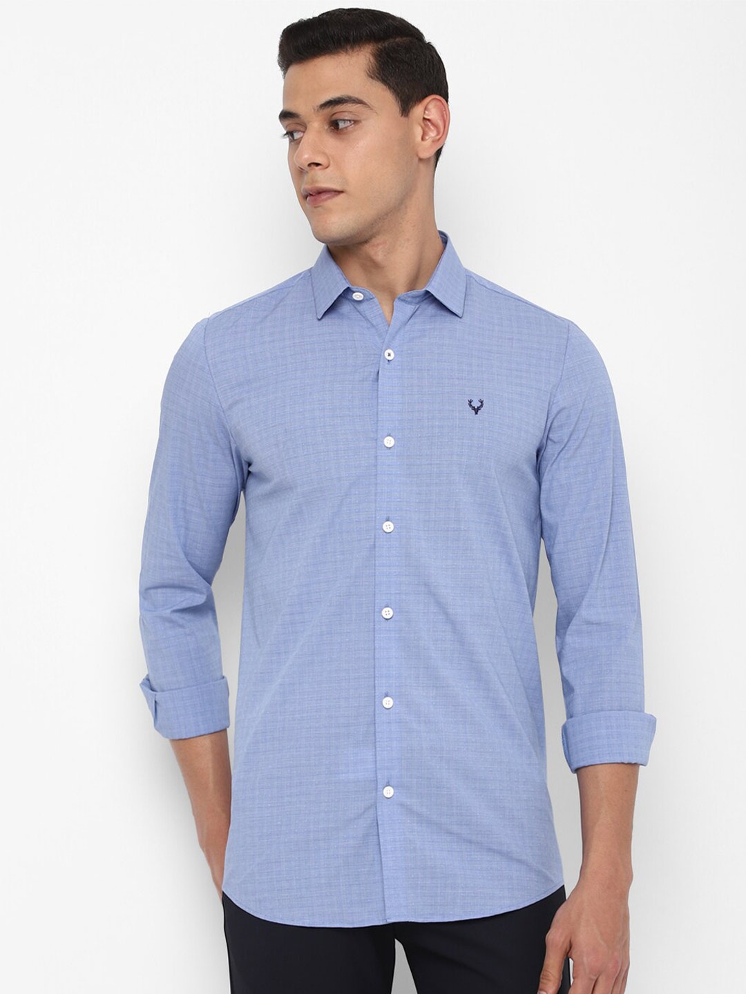 

Allen Solly Men Blue Slim Fit Grid Tattersall Checks Checked Casual Shirt