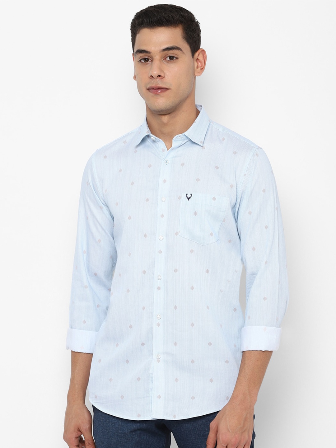 

Allen Solly Men Blue Slim Fit Printed Cotton Casual Shirt