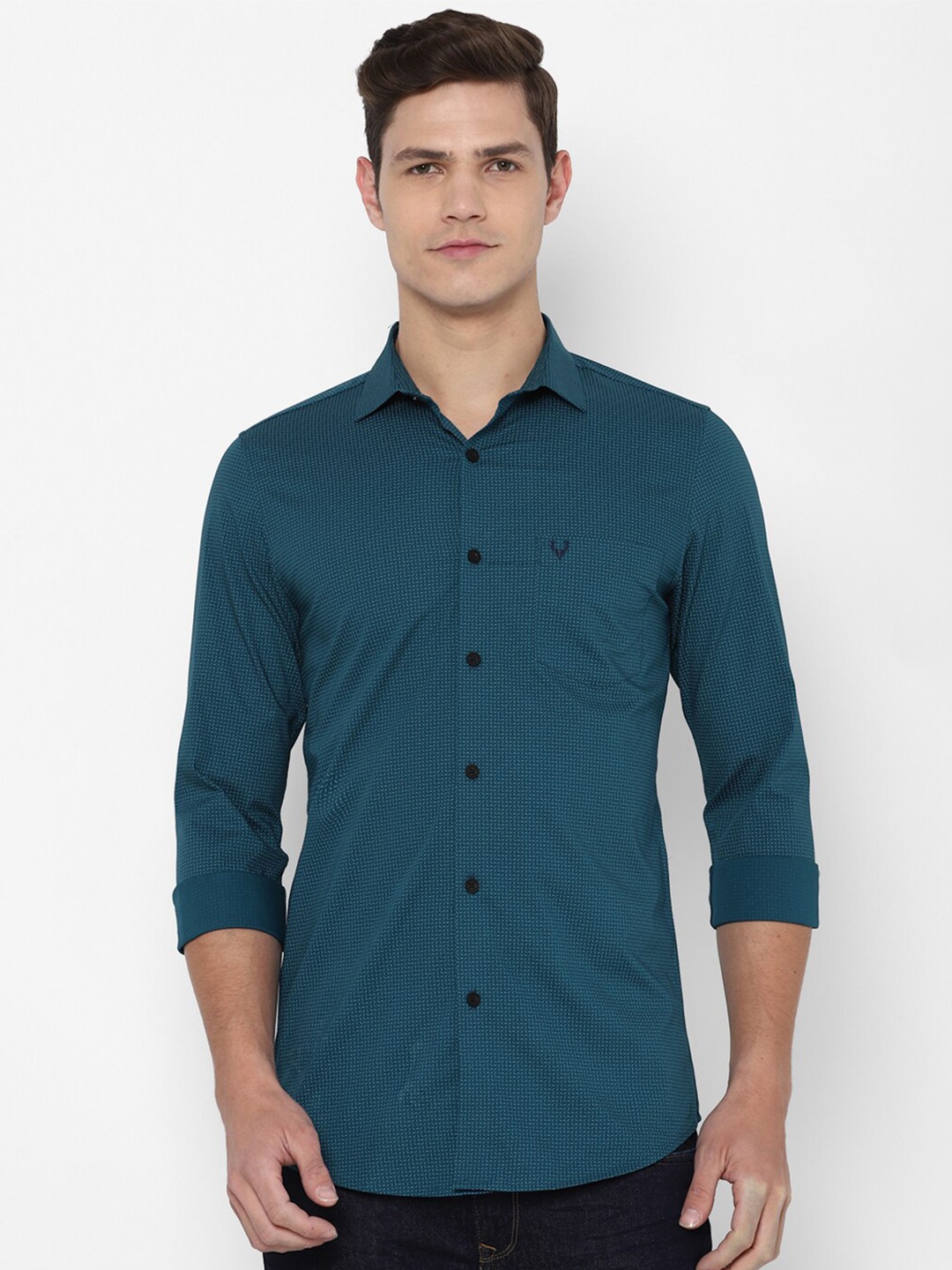 

Allen Solly Men Blue Slim Fit Micro Checked Casual Shirt