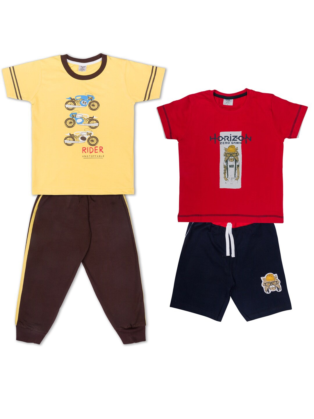 

Todd N Teen Boys Pack of 2 Printed T-shirt with Trousers, Yellow