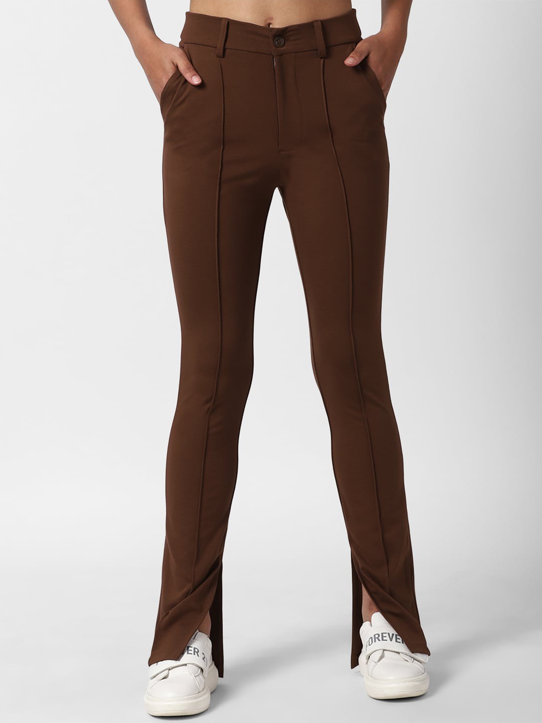 

FOREVER 21 Women Brown Solid Regular Fit Trousers