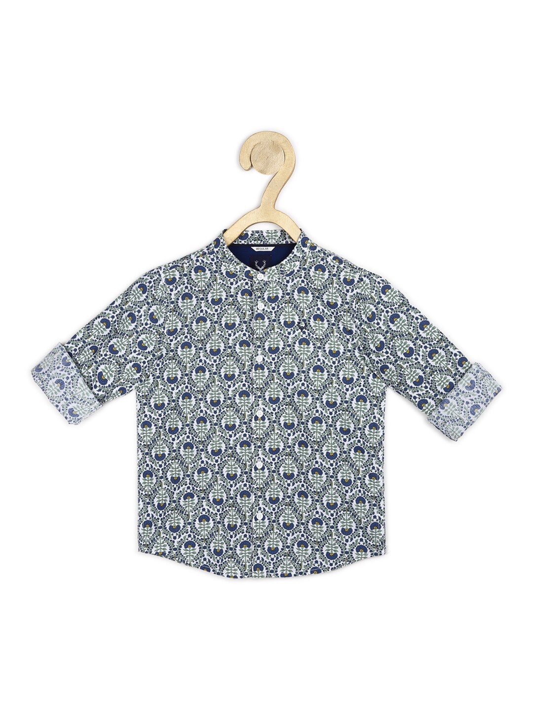 

Allen Solly Junior Boys Grey & Blue Printed Pure Cotton Casual Shirt
