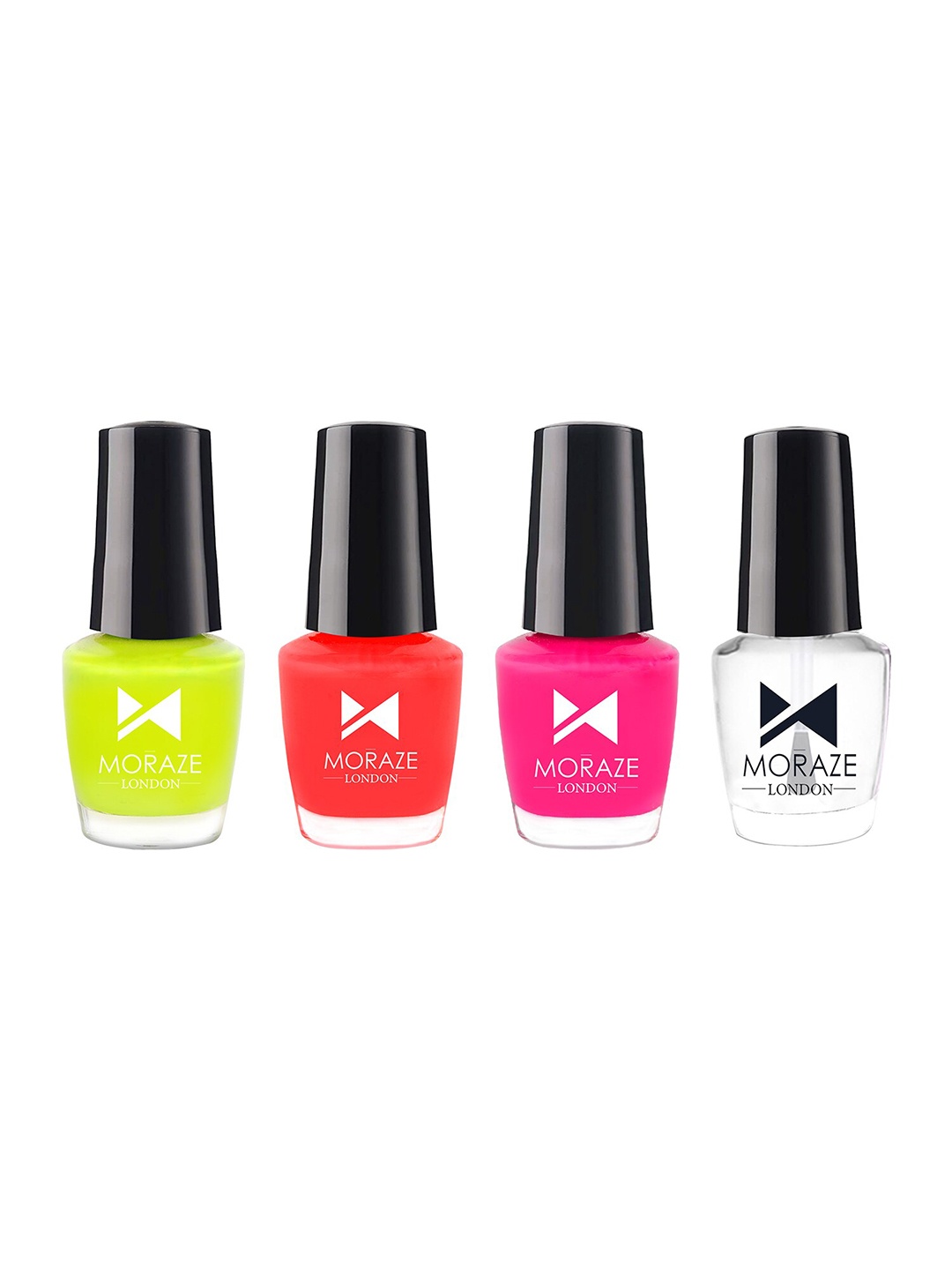

Moraze Set of 3 Neon Nail Polish with 1 Top Coat, Multi