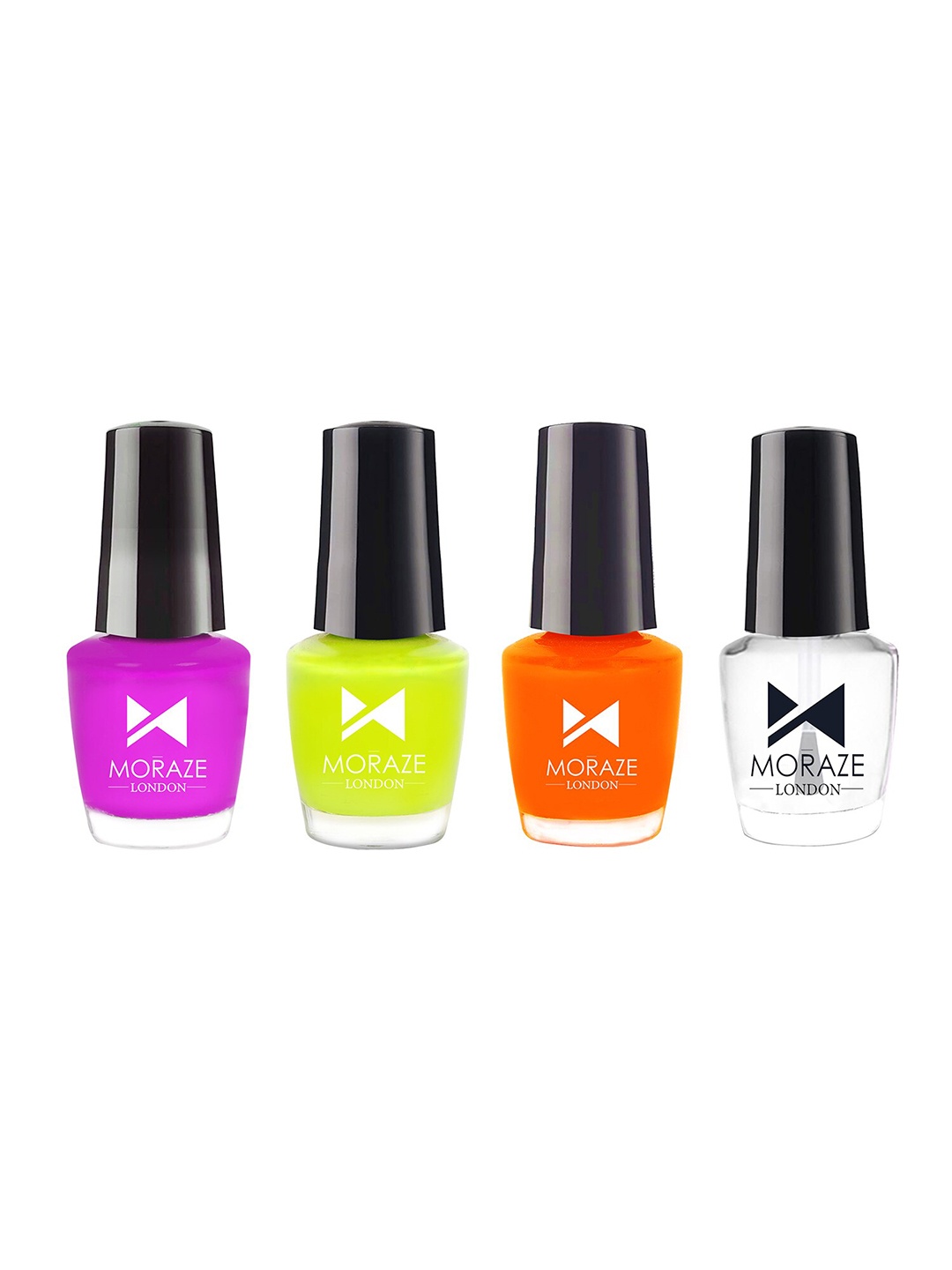

Moraze Set of 3 Neon Nail Polish with 1 Top Coat, Multi
