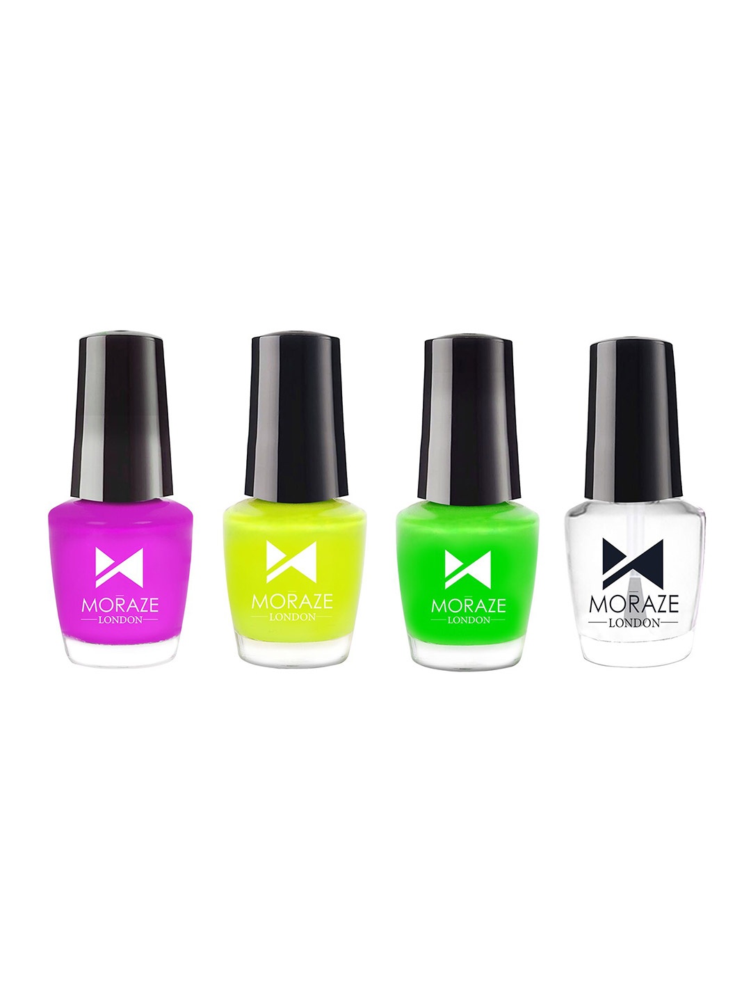 

Moraze Set of 3 Neon Nail Polish with 1 Top Coat, Multi