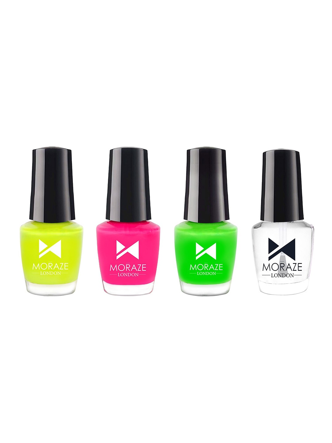 

Moraze Set of 3 Neon Nail Polish with 1 Top Coat, Multi