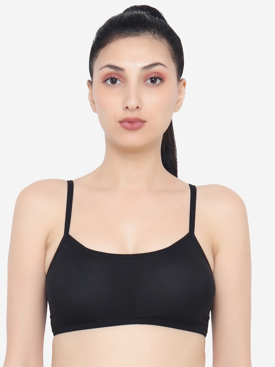 

XOXO Design Black Cotton Non-Wired Removable Padding Sports Bra