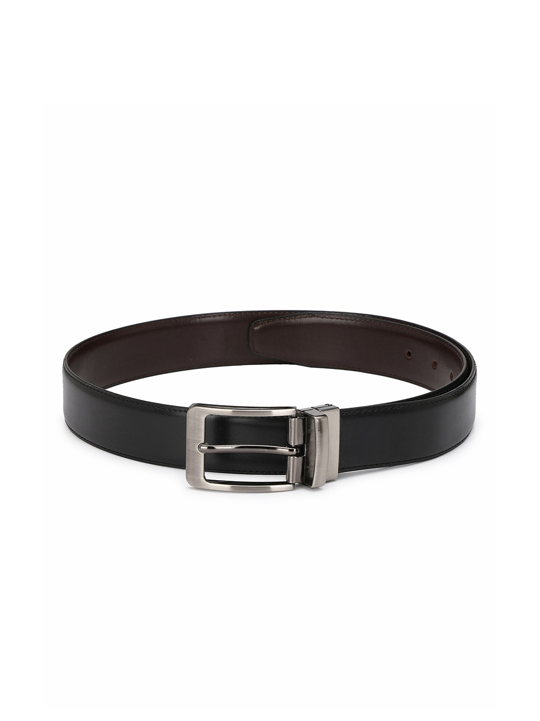 

thickskin Men Black Textured PU Reversible Belt