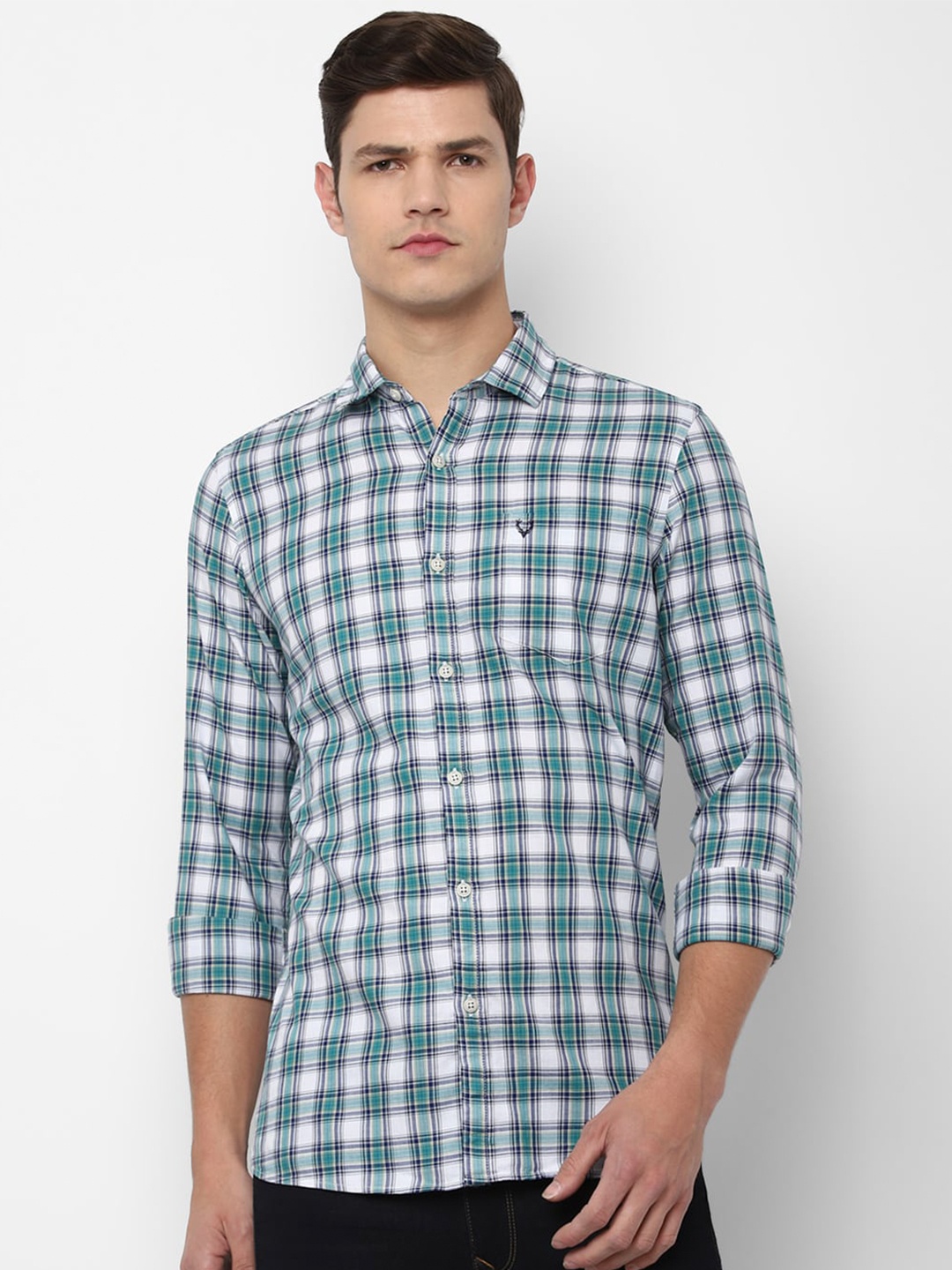 

Allen Solly Sport Men Green Checked Cotton Casual Shirt