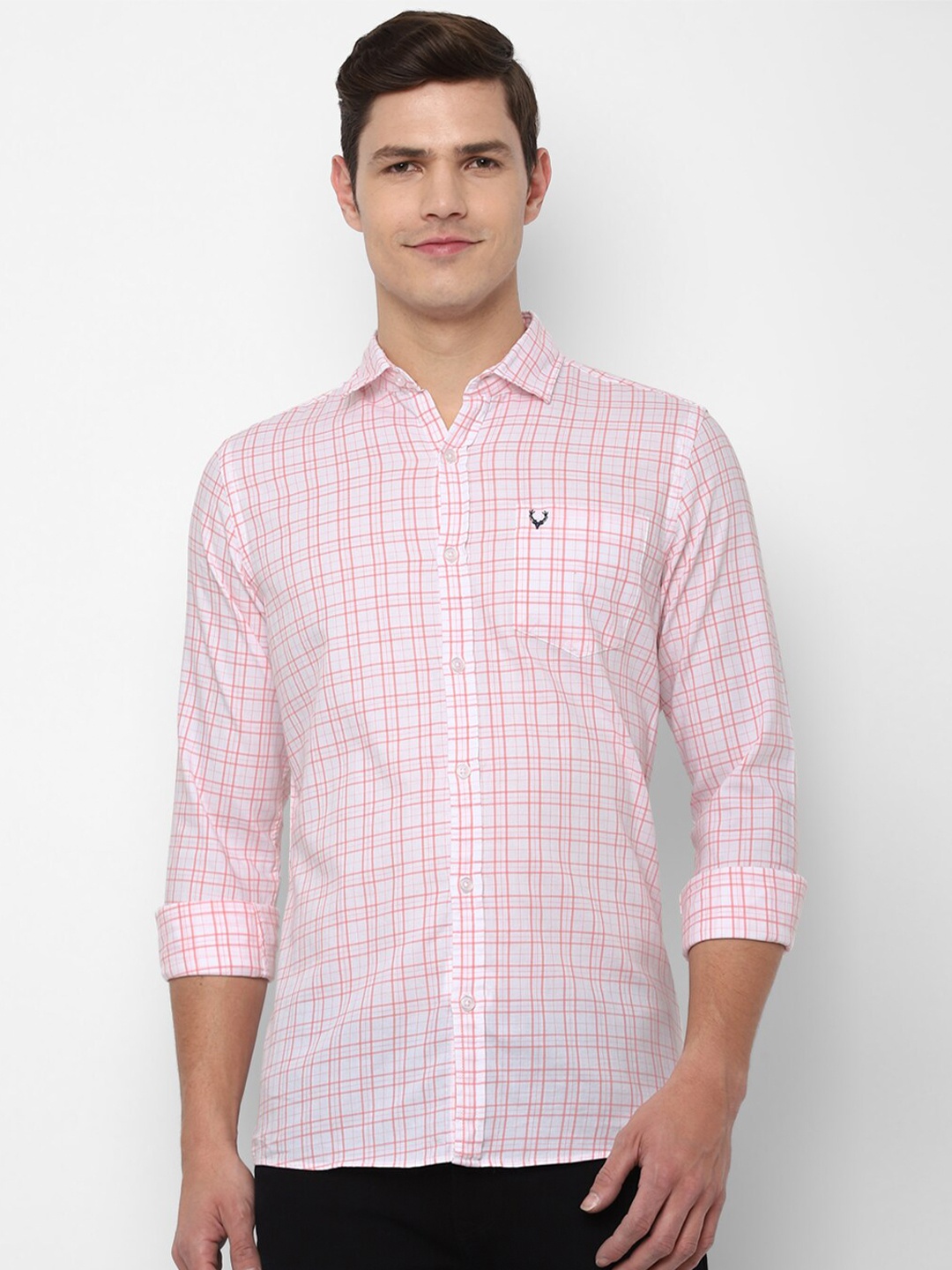 

Allen Solly Sport Men Pink Checked Pure Cotton Casual Shirt