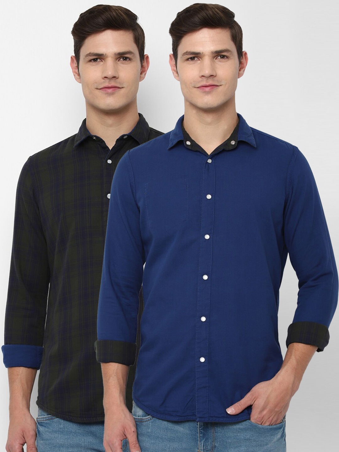 

Allen Solly Sport Men Pack Of 2 Pure Cotton Shirts, Olive