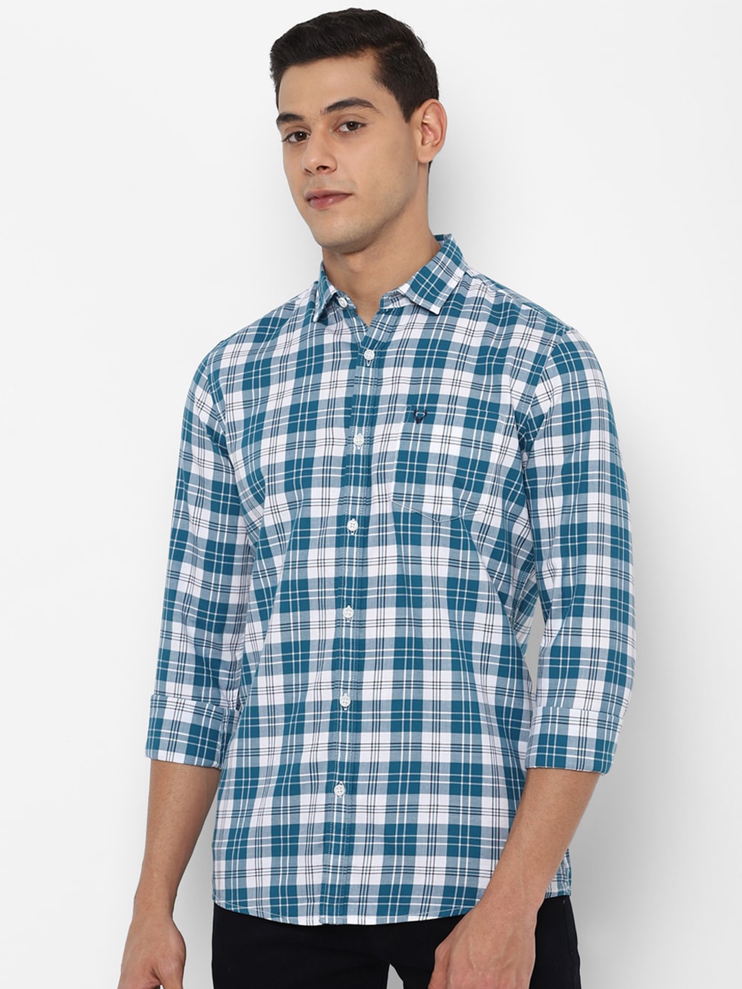 

Allen Solly Sport Men Blue Tartan Checked Cotton Casual Shirt