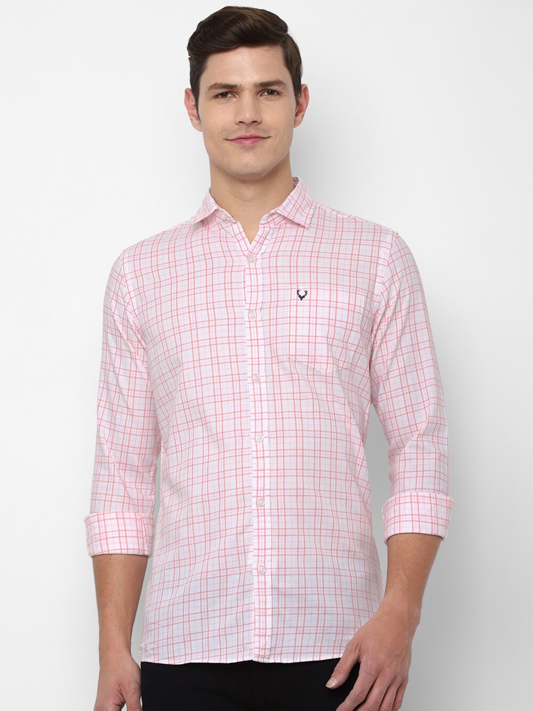 

Allen Solly Sport Men Pink Checked Cotton Casual Shirt