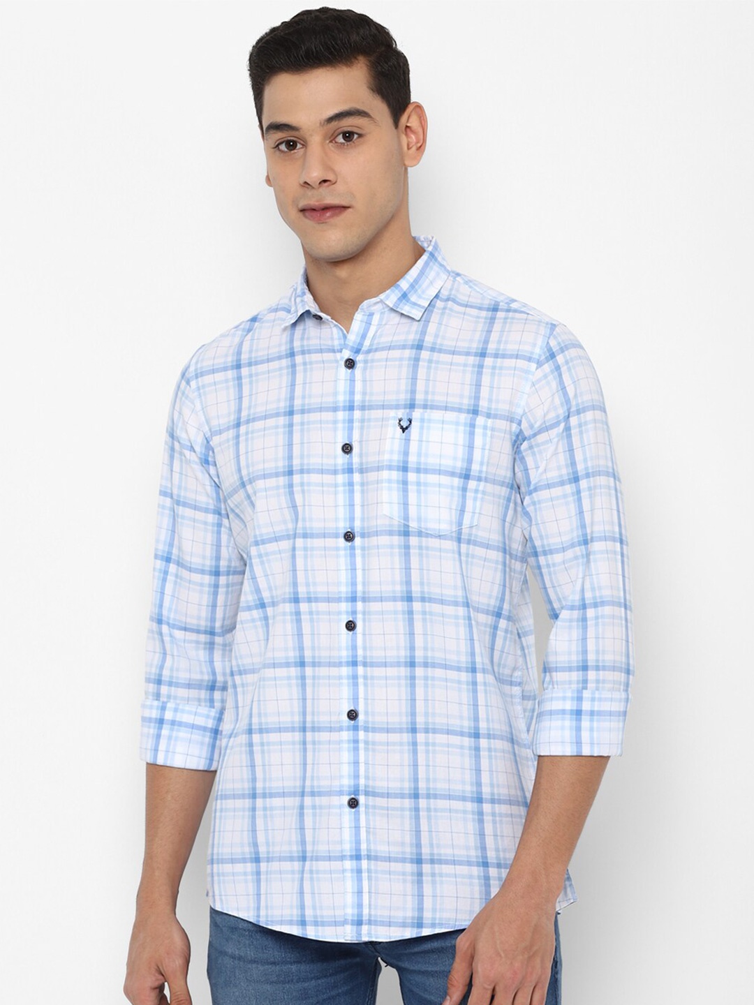 

Allen Solly Sport Men Blue Checked Cotton Casual Shirt
