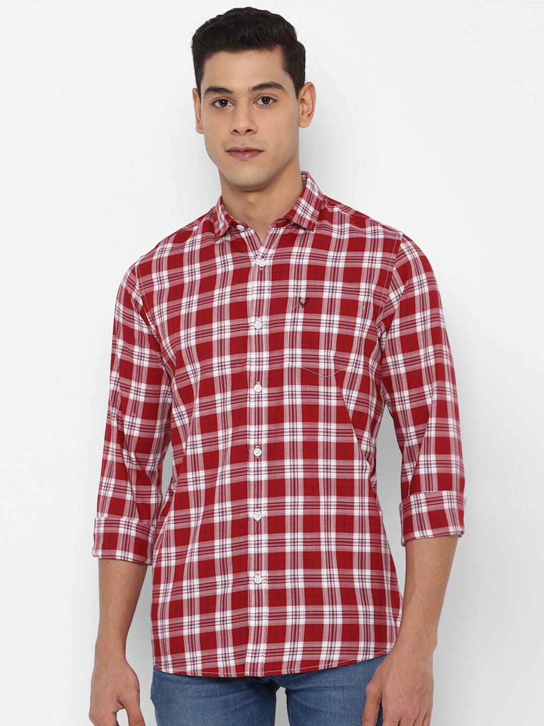 

Allen Solly Sport Men Maroon & White Checked Pure Cotton Casual Shirt