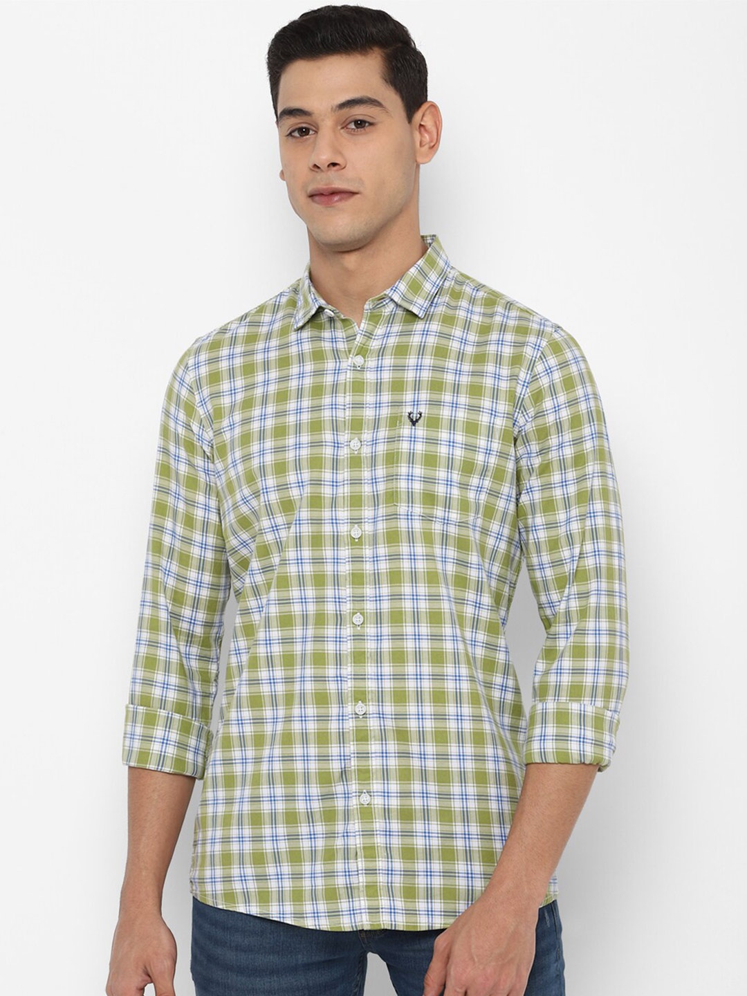 

Allen Solly Sport Men Green Tartan Checks Checked Pure Cotton Casual Shirt