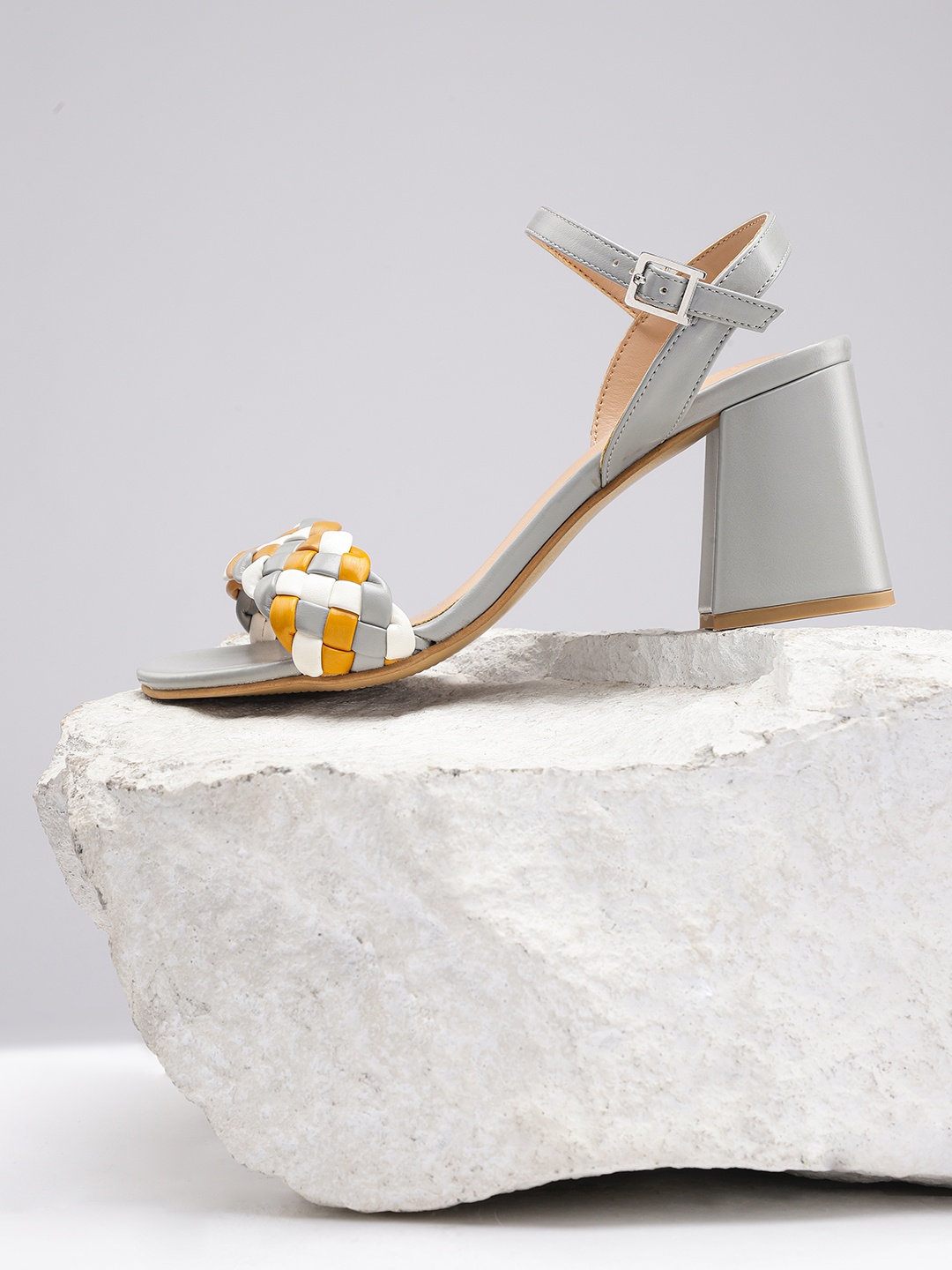 

her by invictus Basketweave Block Heels, Grey