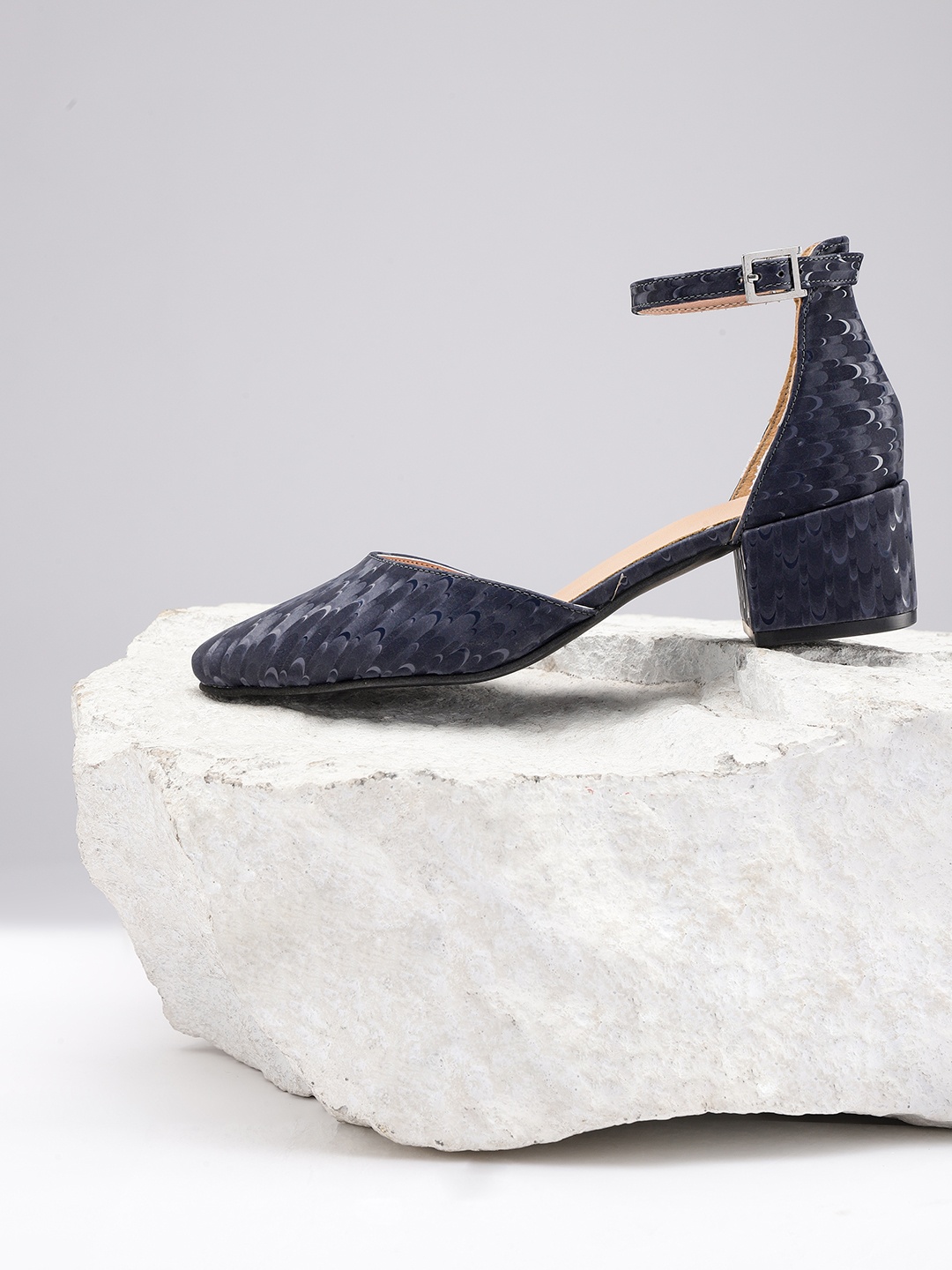 

her by invictus Printed Block Heels, Navy blue