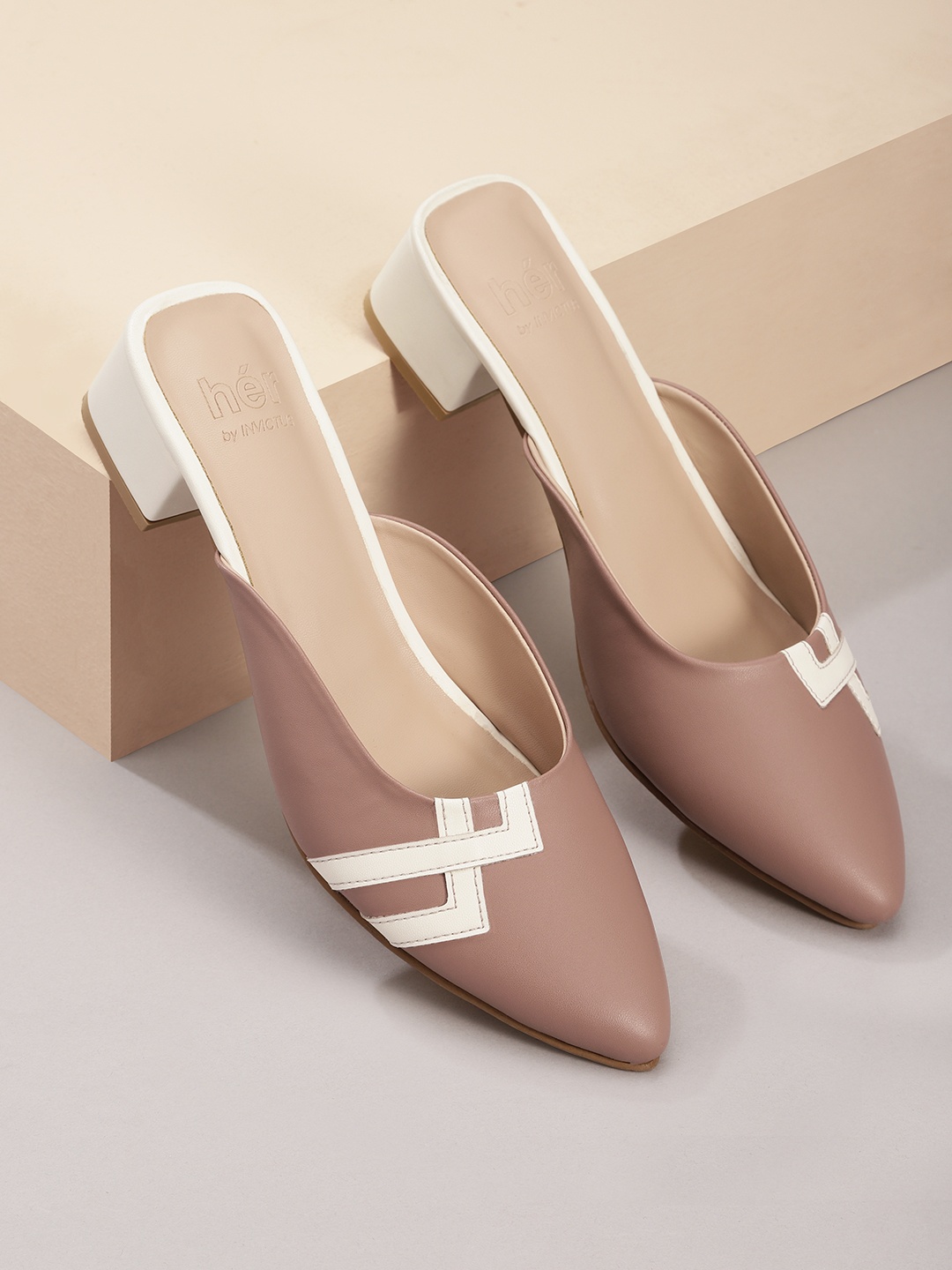 

her by invictus Women Block Heel Mules, Rose