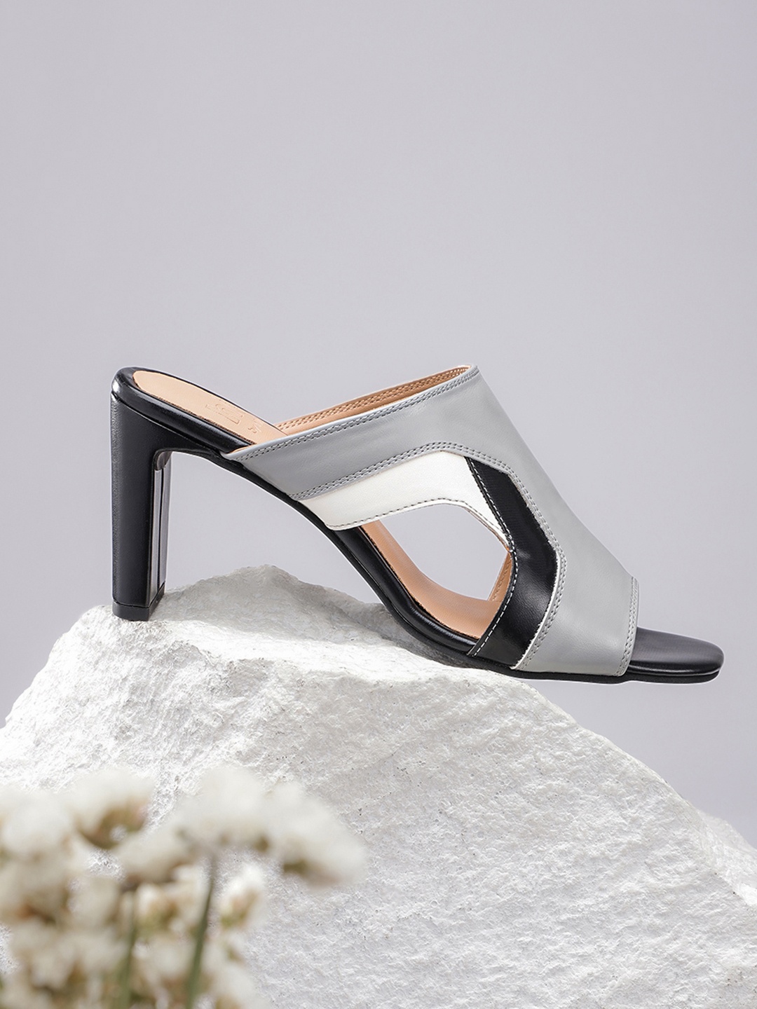 

her by invictus Block Heels with Cut Out Detail, Grey