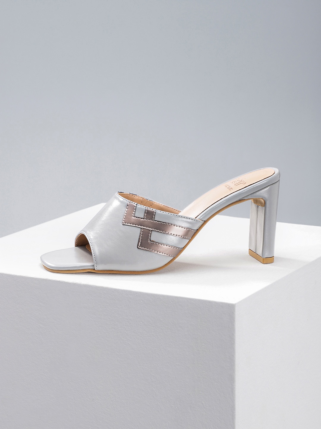 

her by invictus Open Toe Block Heels, Grey