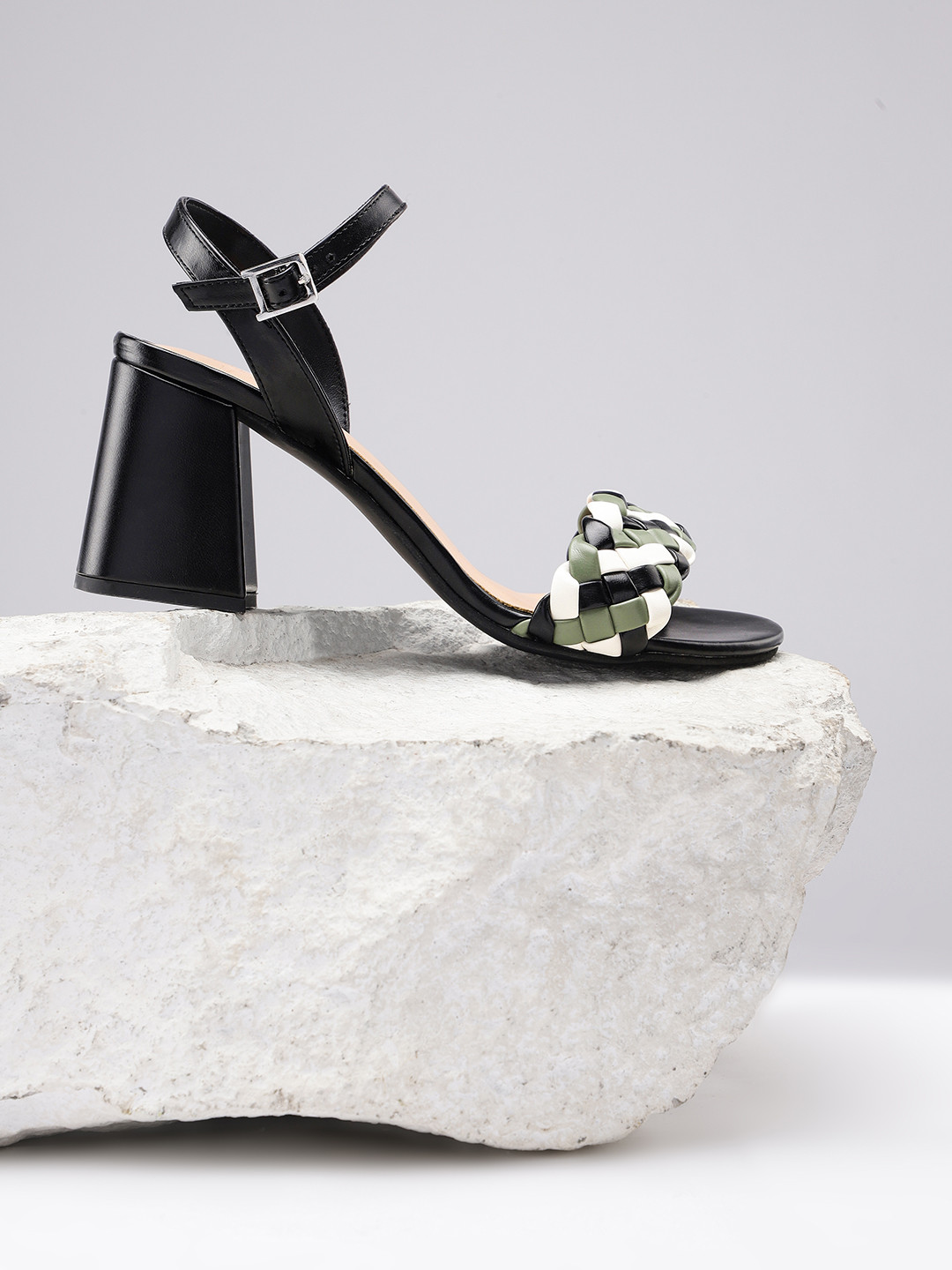 

her by invictus Basketweave Block Heels, Black