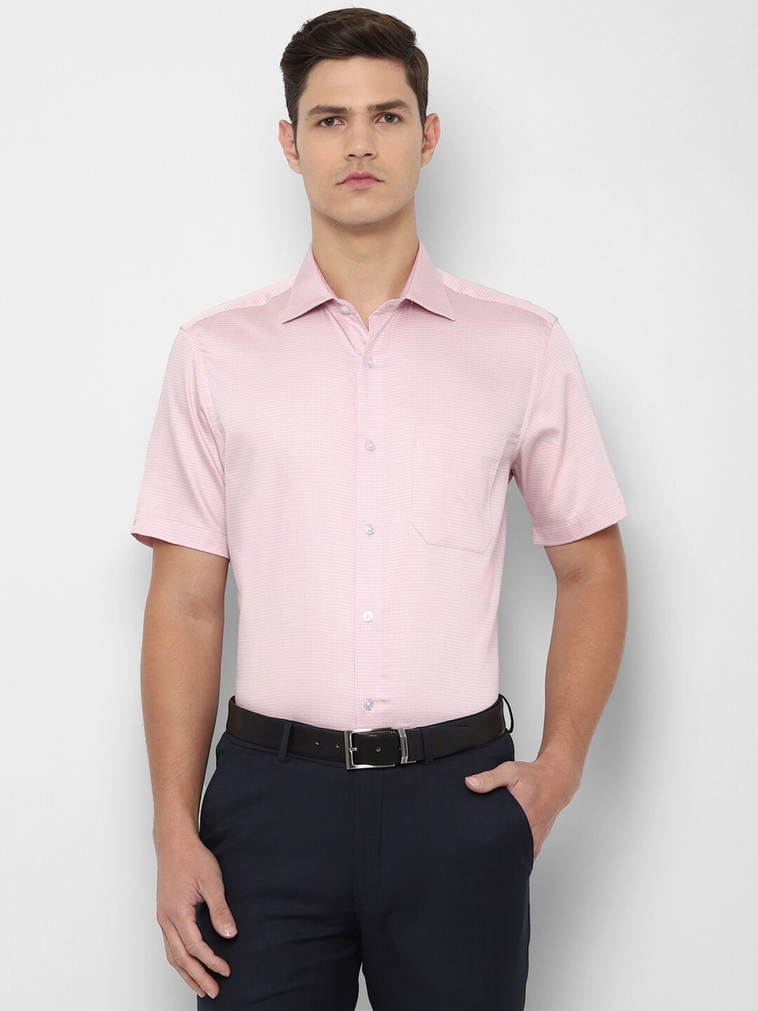 

Louis Philippe Men Pink Printed Pure Cotton Formal Shirt