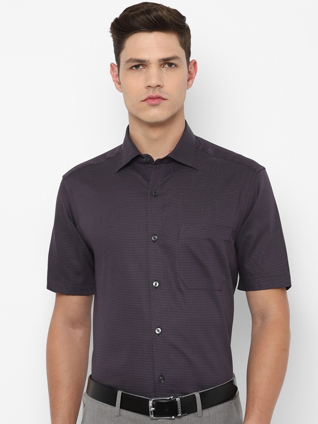 

Louis Philippe Men Grey Checked Pure Cotton Formal Shirt