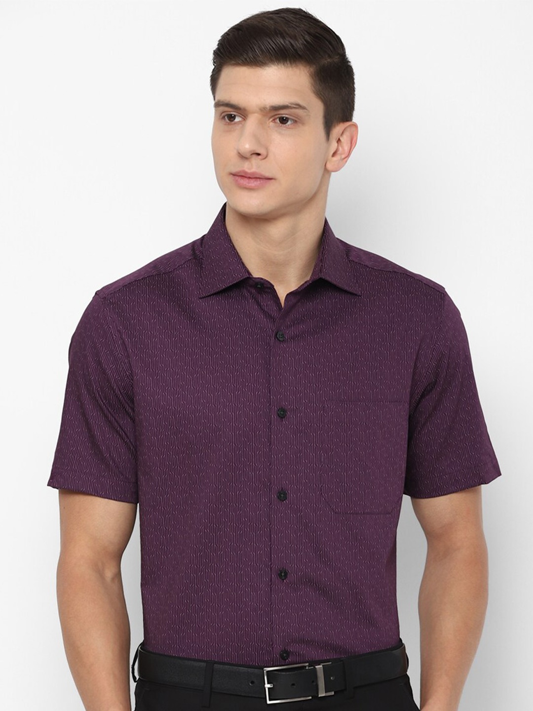 

Louis Philippe Men Purple Printed Formal Shirt