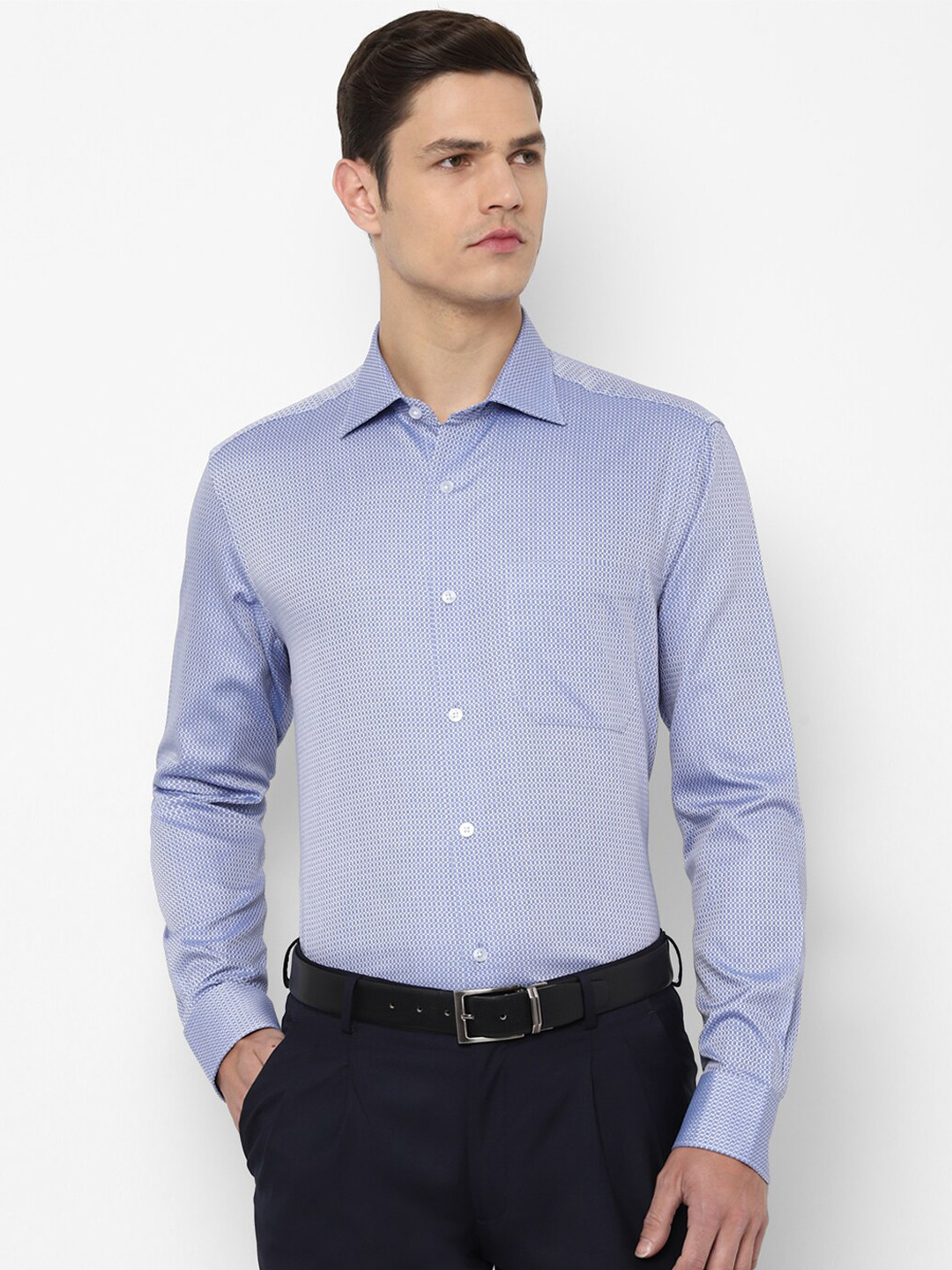 

Louis Philippe Men Blue Printed Cotton Formal Shirt