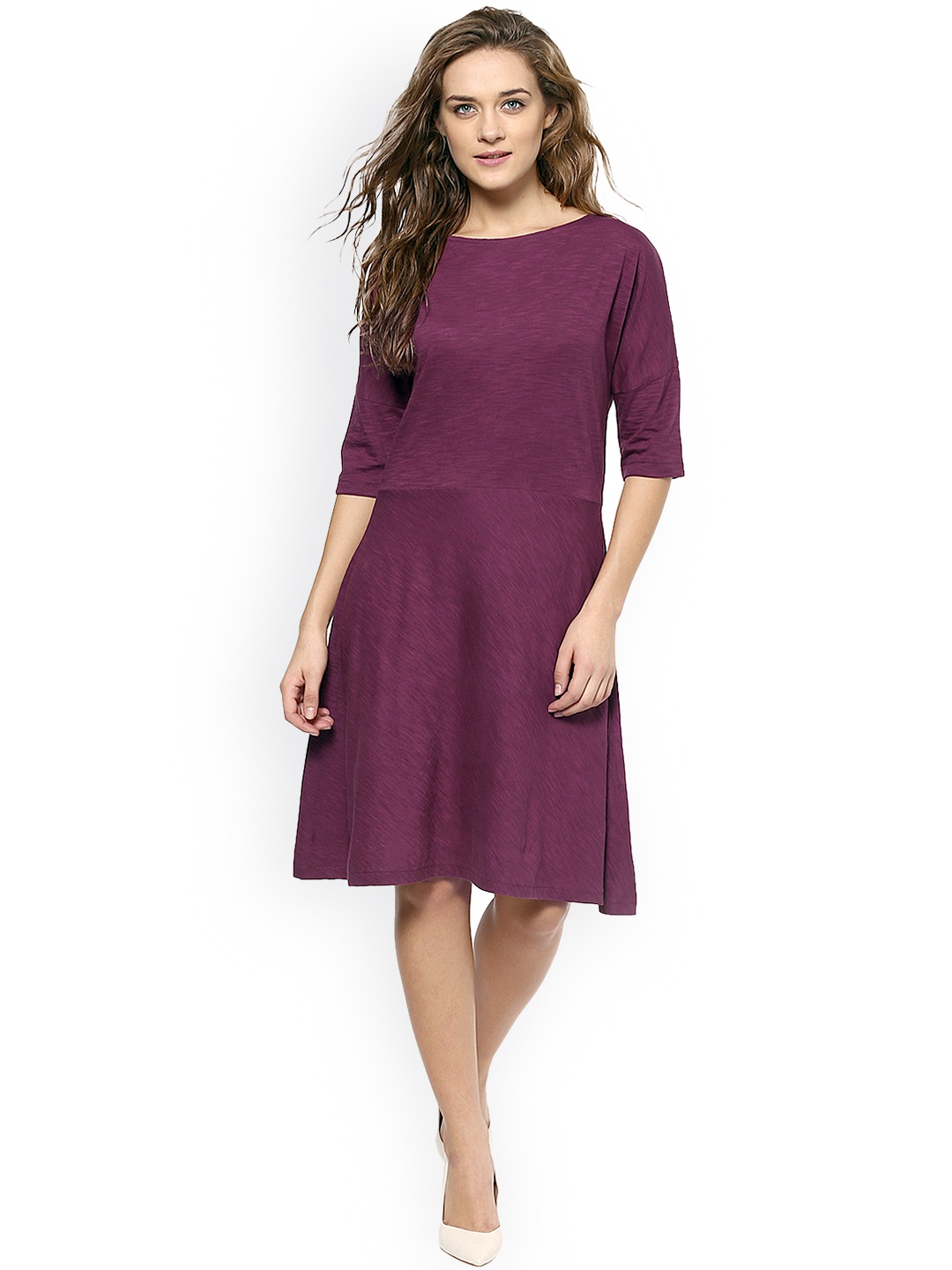 

Miss Chase Women Maroon Solid Fit & Flare Dress