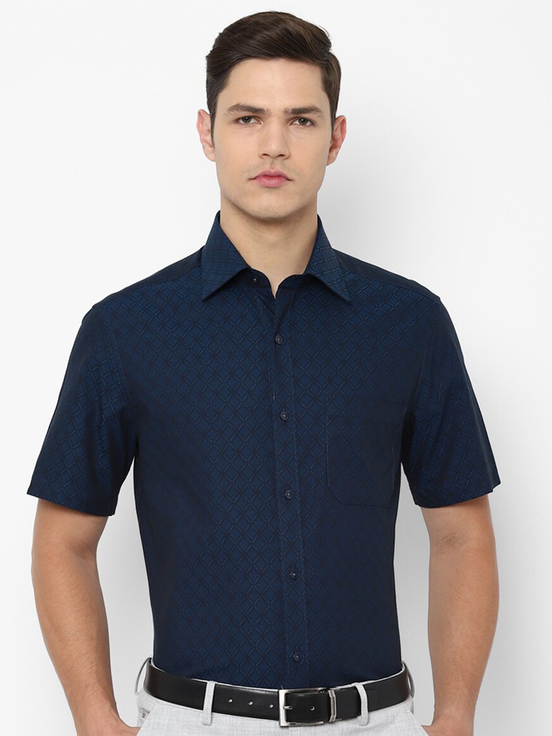 

Louis Philippe Men Navy Blue Formal Shirt