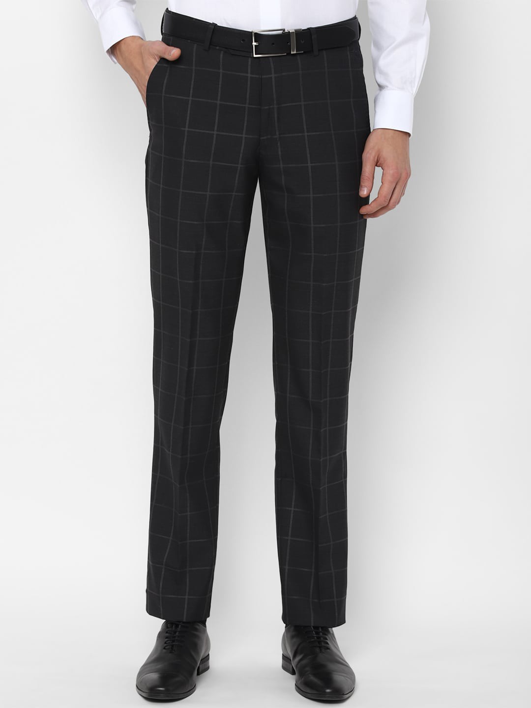 

Louis Philippe Men Grey Checked Slim Fit Formal Trouser