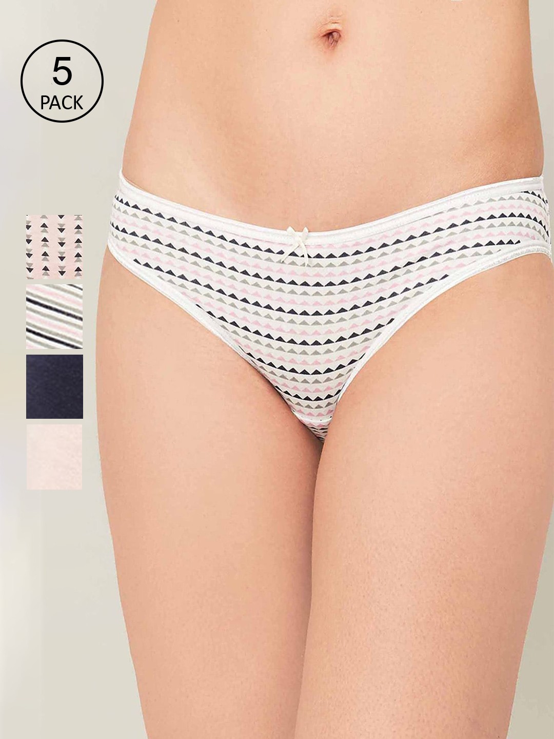 

Ginger by Lifestyle Women Pack Of 5 Printed Basic Briefs 1000010404879, Pink