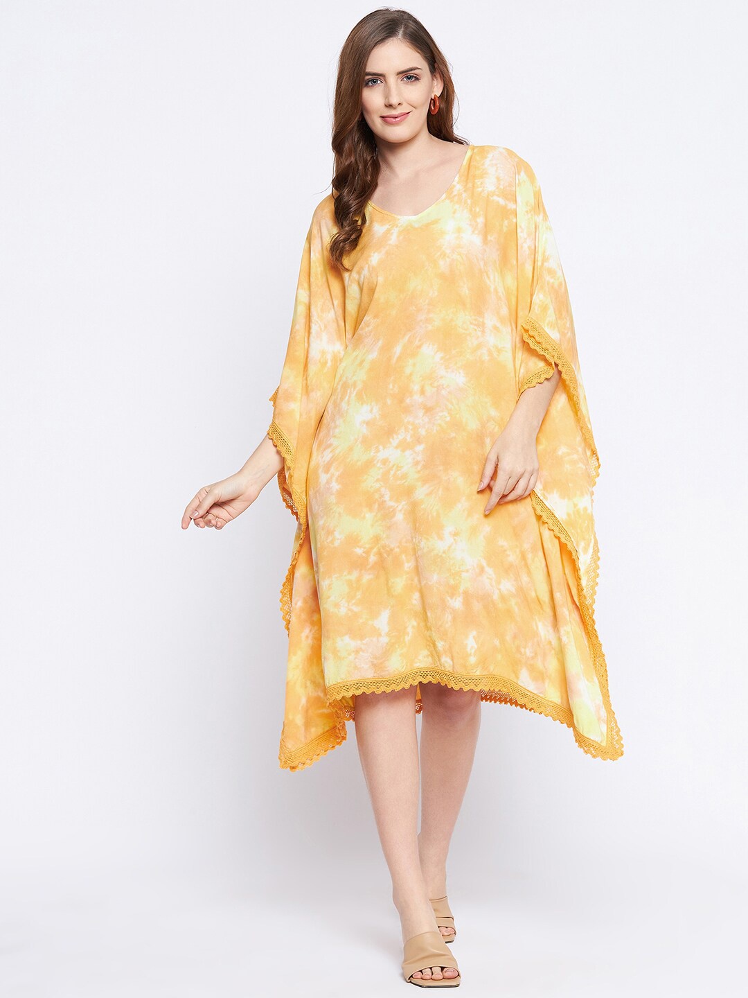 

Ruhaans Orange Tie and Dye Kaftan Dress