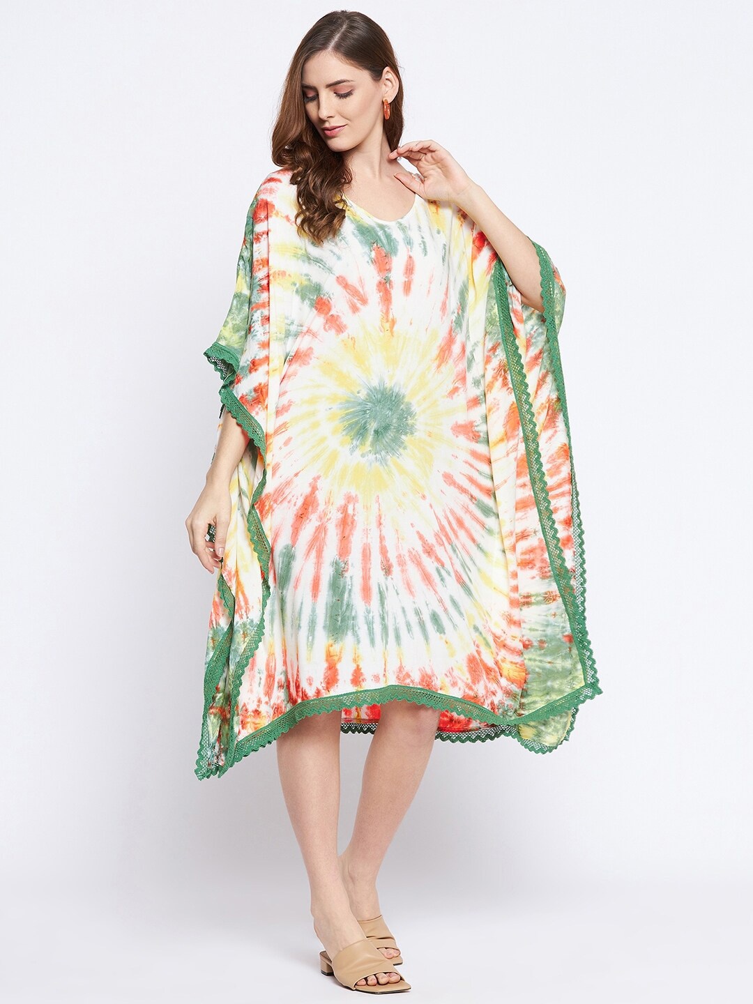 

Ruhaans Multicoloured Tie and Dye Kaftan Dress, Multi