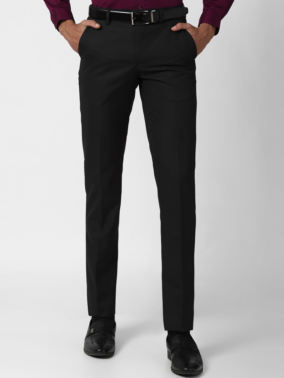 

Peter England Men Black Slim Fit Formal Trousers
