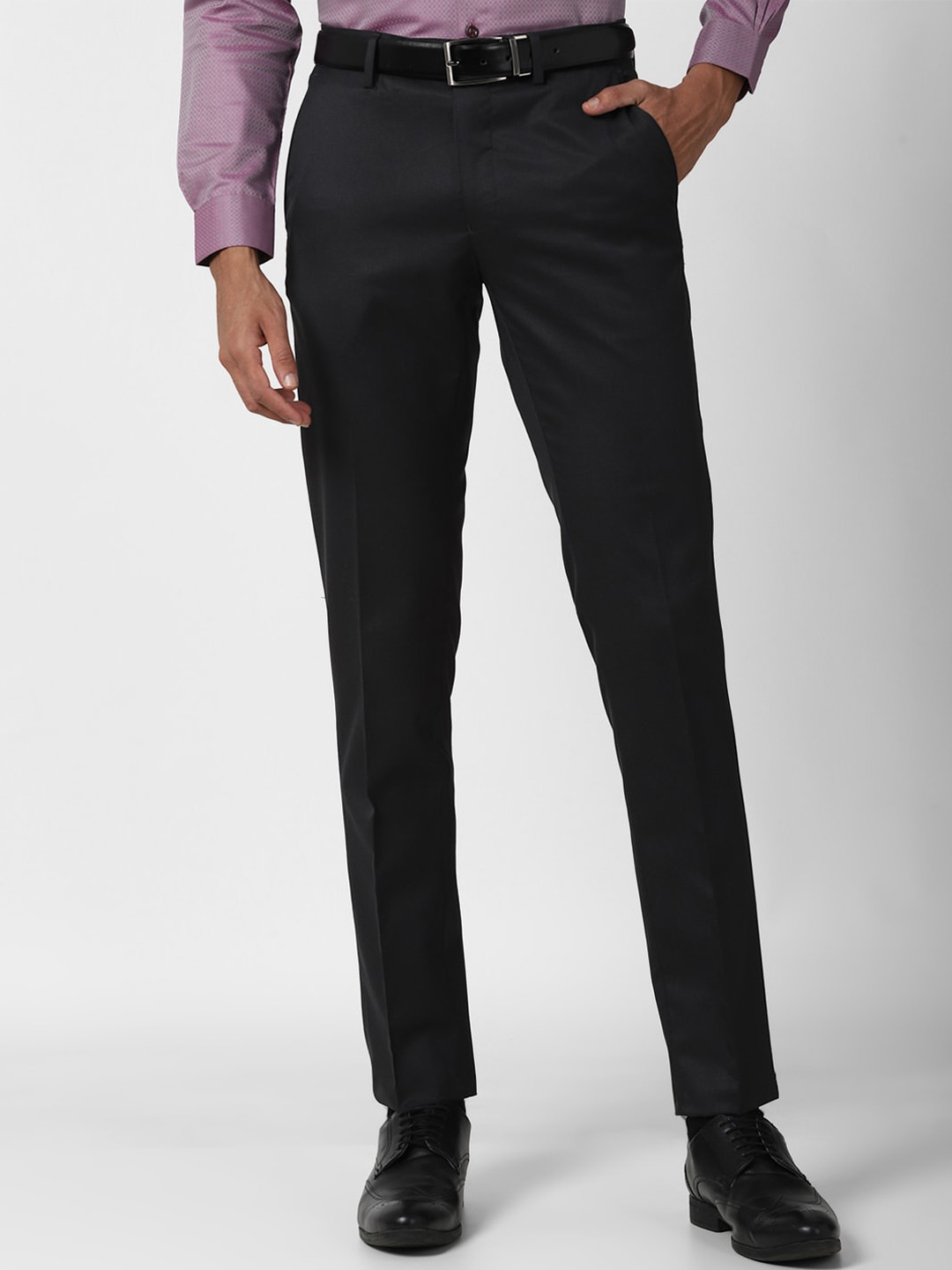 

Peter England Men Grey Slim Fit Trousers