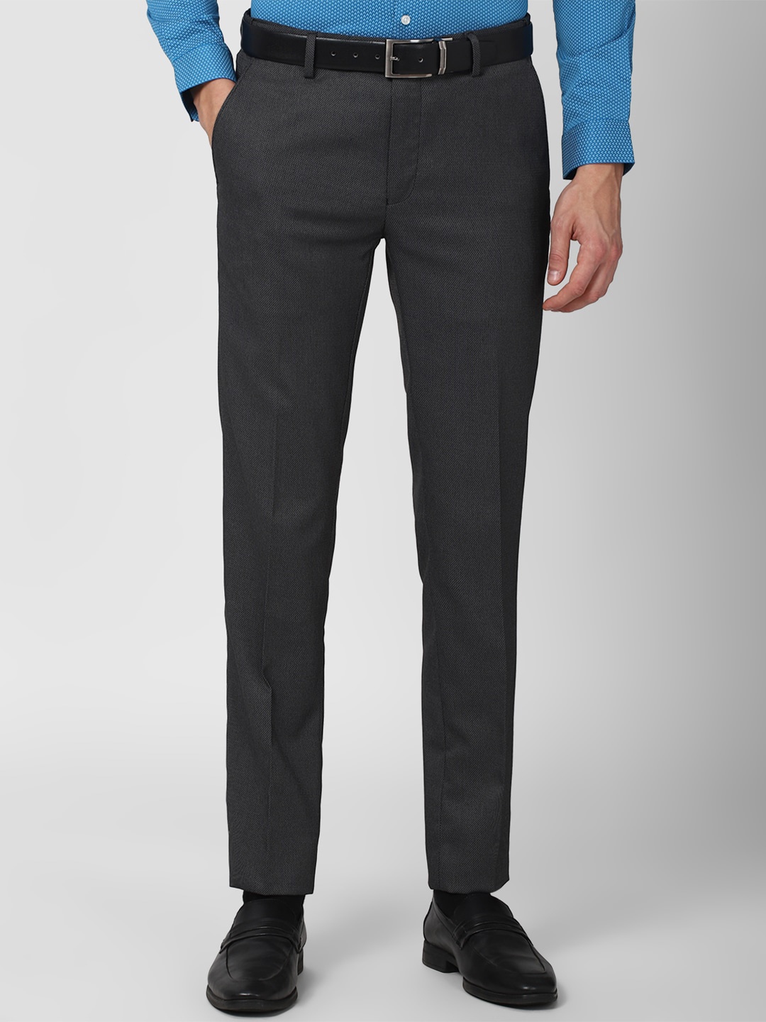 

Peter England Men Grey Slim Fit Trousers
